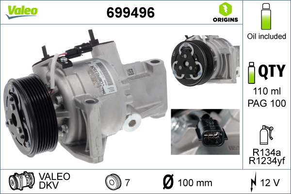 Компрессор, кондиционер - 699496 VALEO