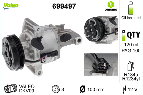 Compressor, air conditioning - 699497 VALEO