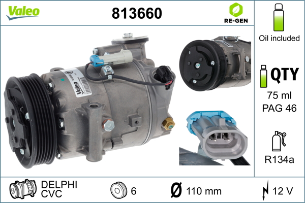 Compressor, air conditioning - 813660 VALEO