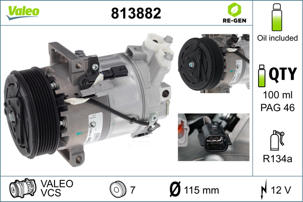 Compressor, air conditioning - 813882 VALEO