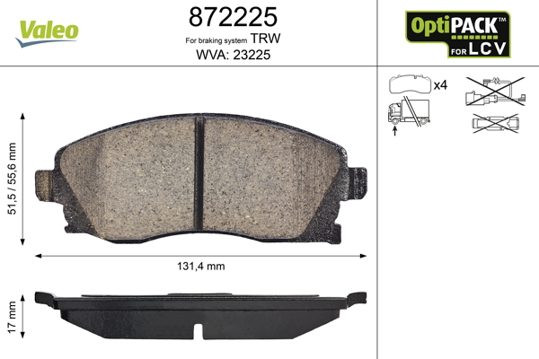 Brake Pad Set, disc brake - 872225 VALEO