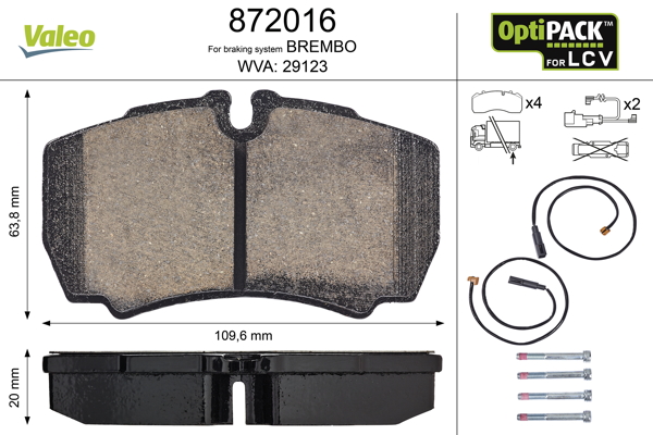 Kit pastiglie freno, Freno a disco - 872016 VALEO