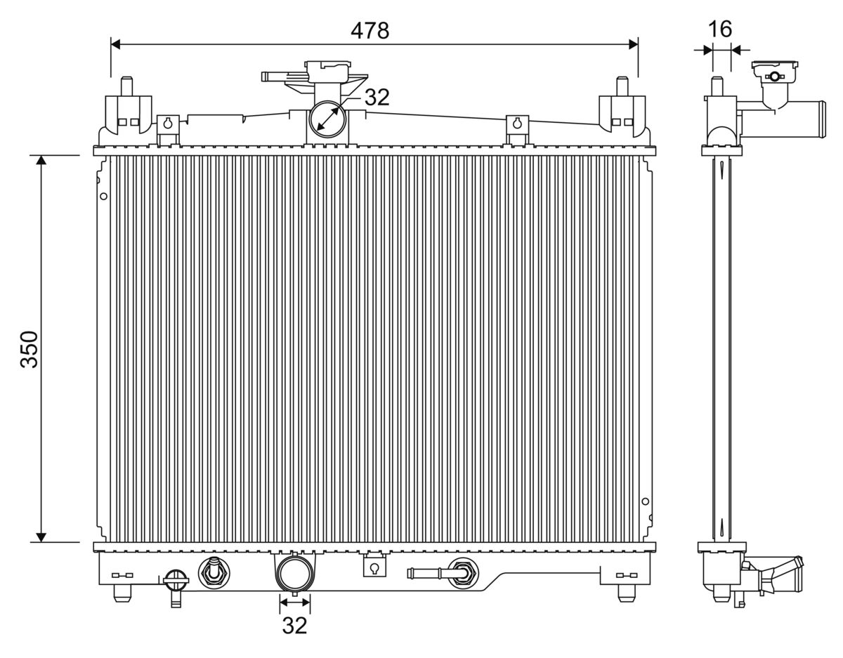 Radiator, engine cooling - 701330 VALEO