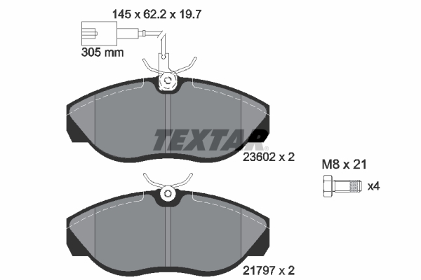 Kit pastiglie freno, Freno a disco - 2360201 TEXTAR