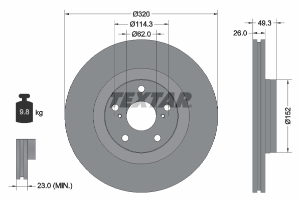 Bremsscheibe - 92195303 TEXTAR