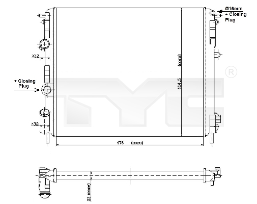 Radiator, engine cooling - 728-0010 TYC