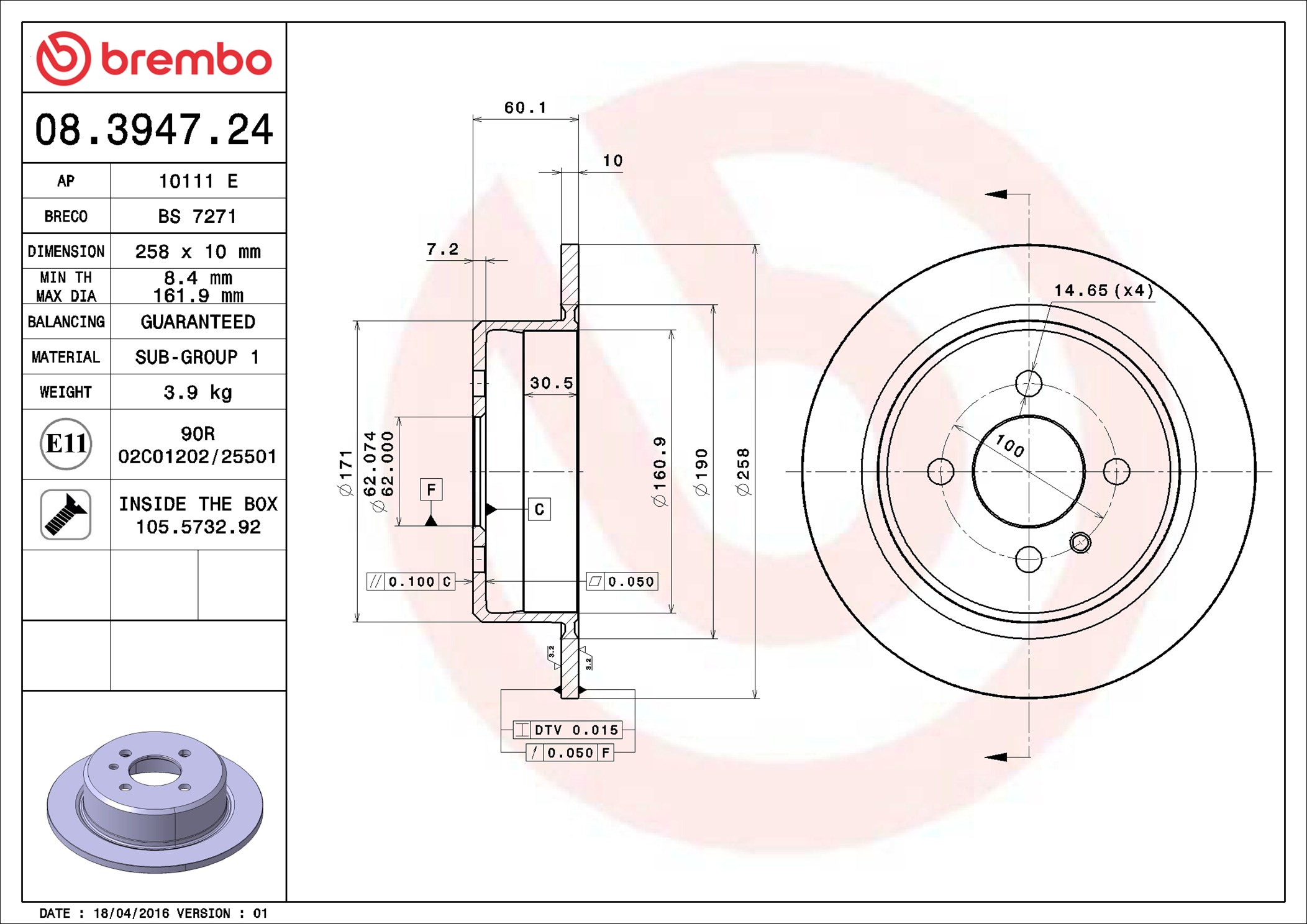 Discofreno - 08.3947.24 BREMBO