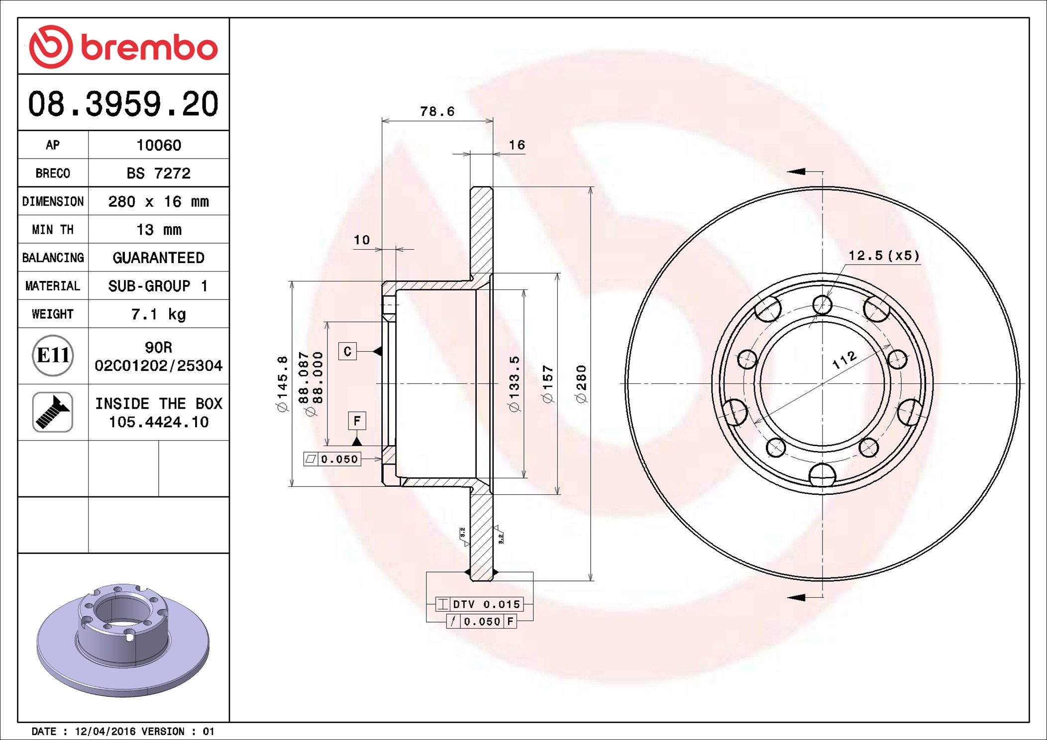 Discofreno - 08.3959.20 BREMBO