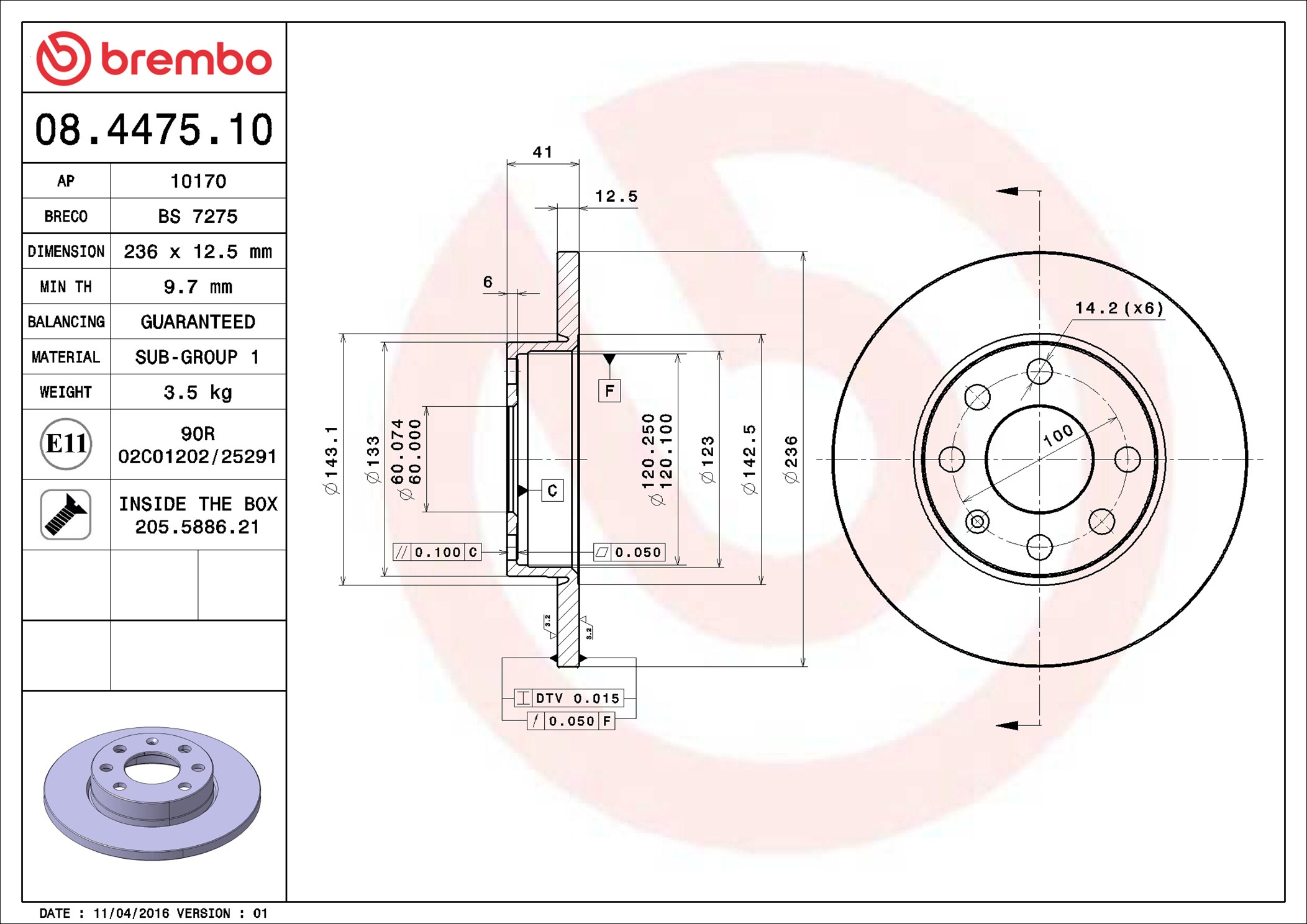 Discofreno - 08.4475.10 BREMBO