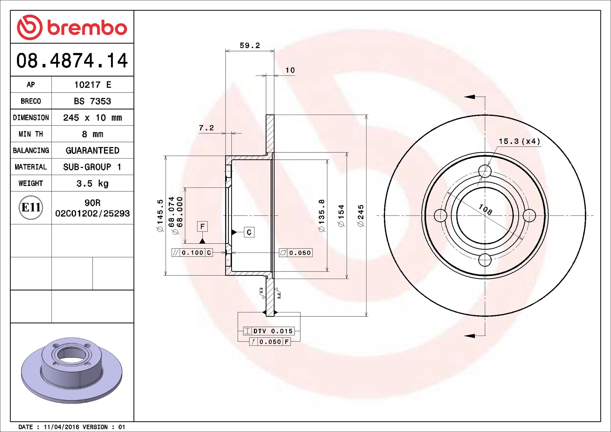 Discofreno - 08.4874.14 BREMBO