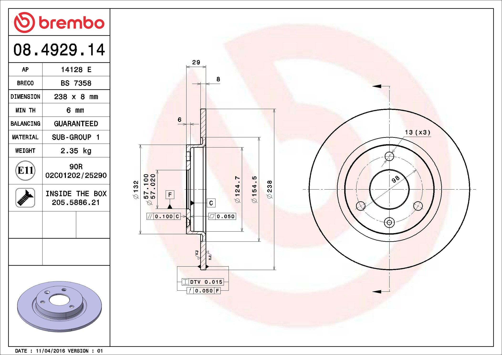 Discofreno - 08.4929.14 BREMBO