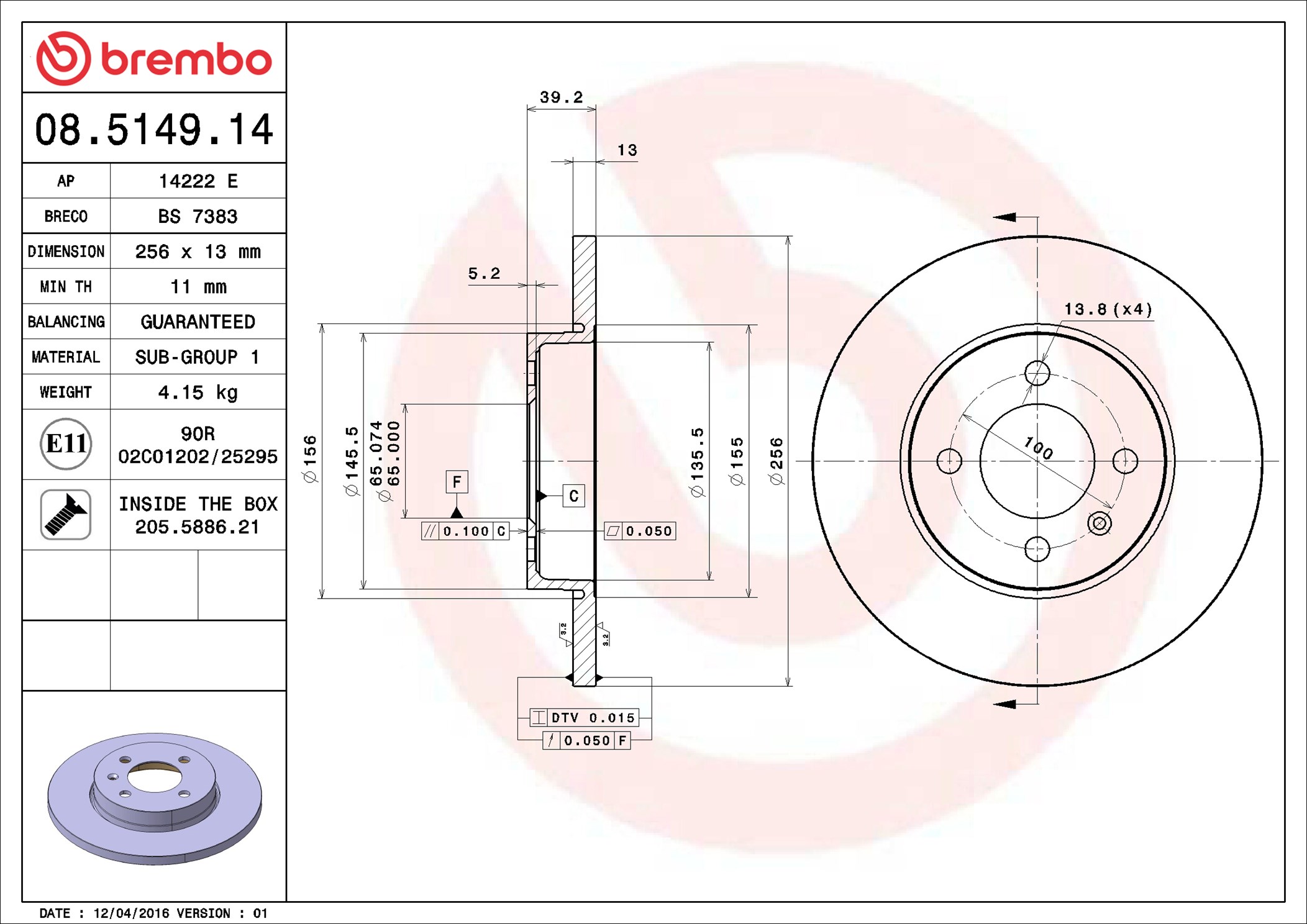 Brake Disc - 08.5149.14 BREMBO