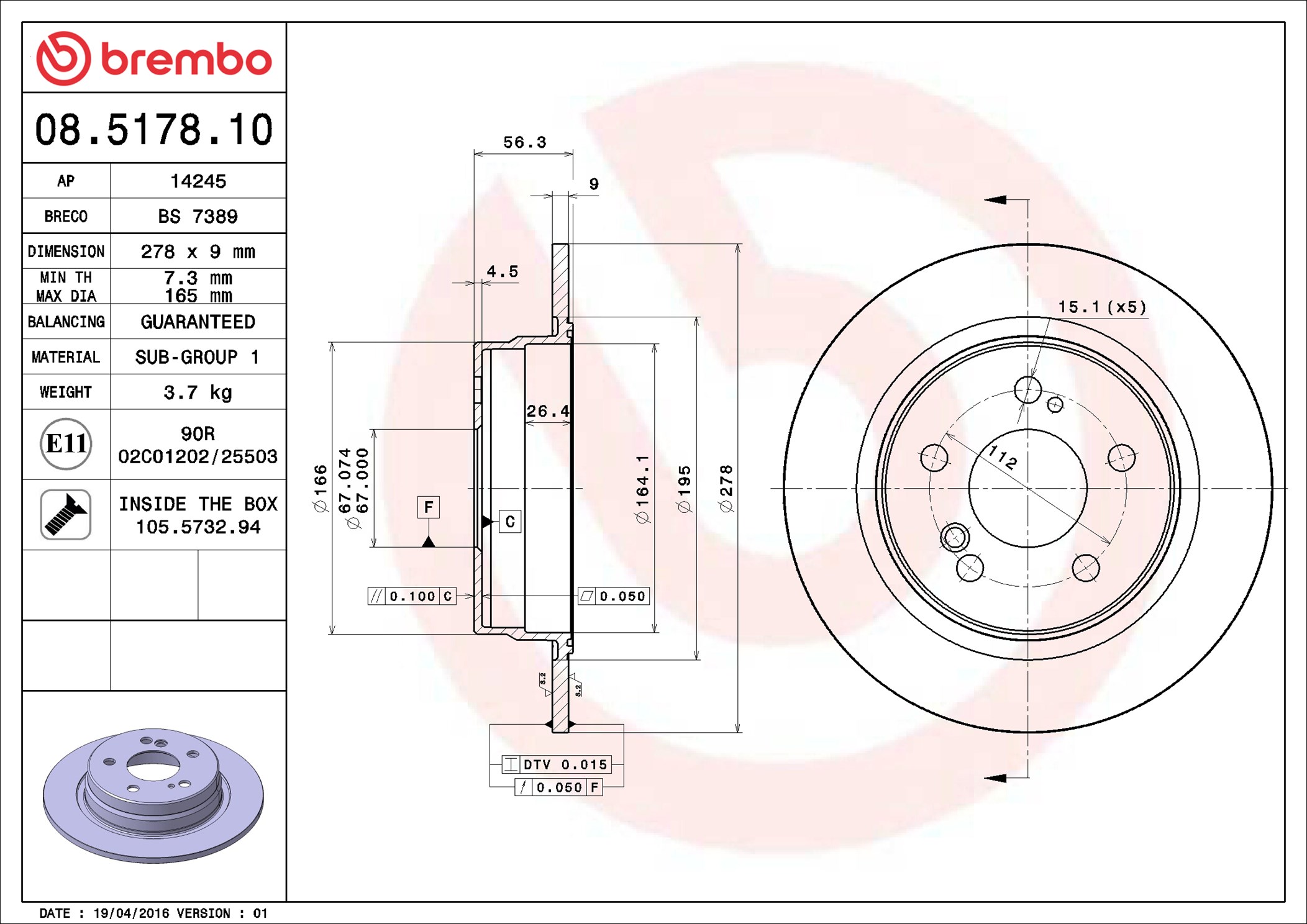 Discofreno - 08.5178.10 BREMBO