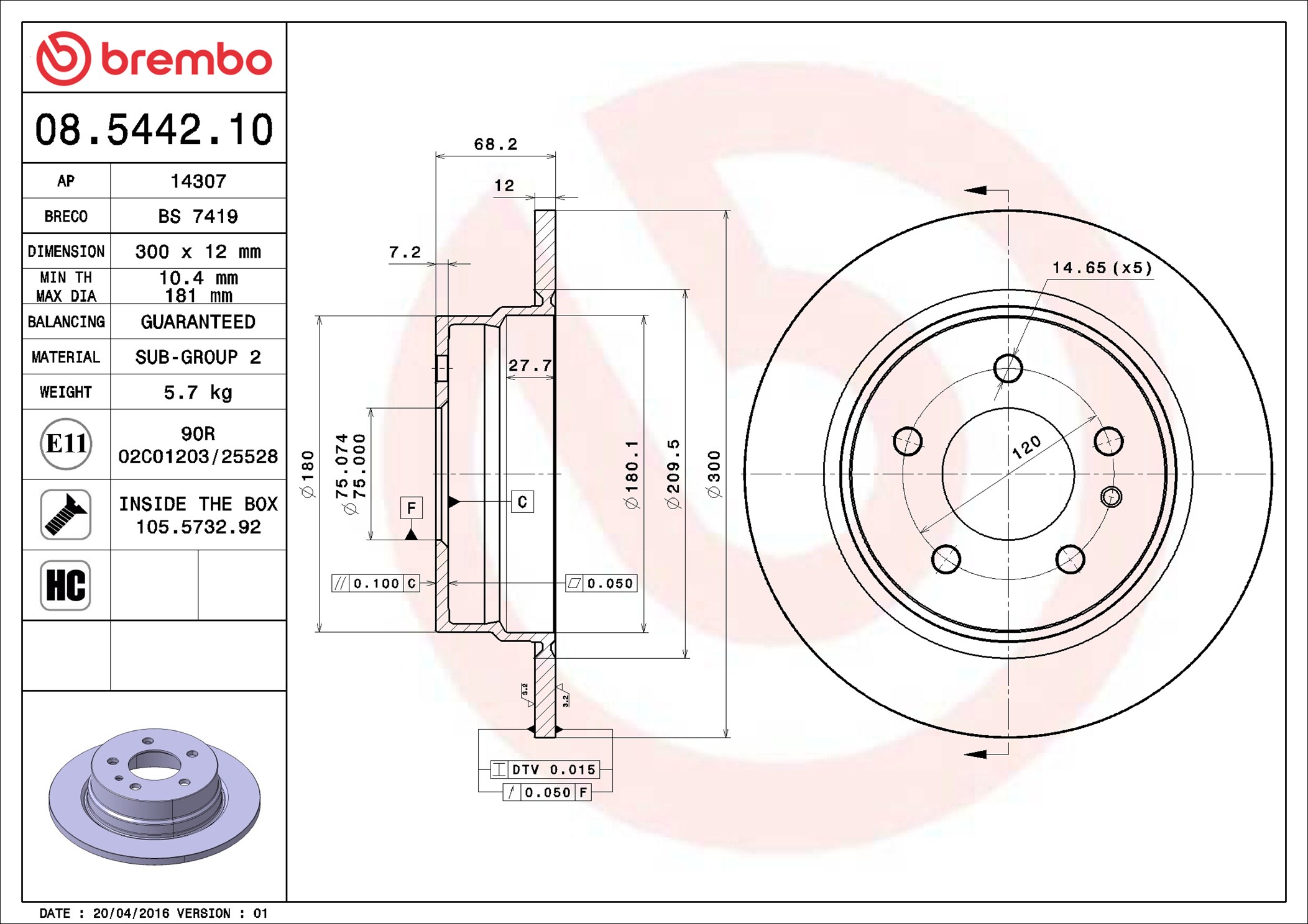 Discofreno - 08.5442.10 BREMBO