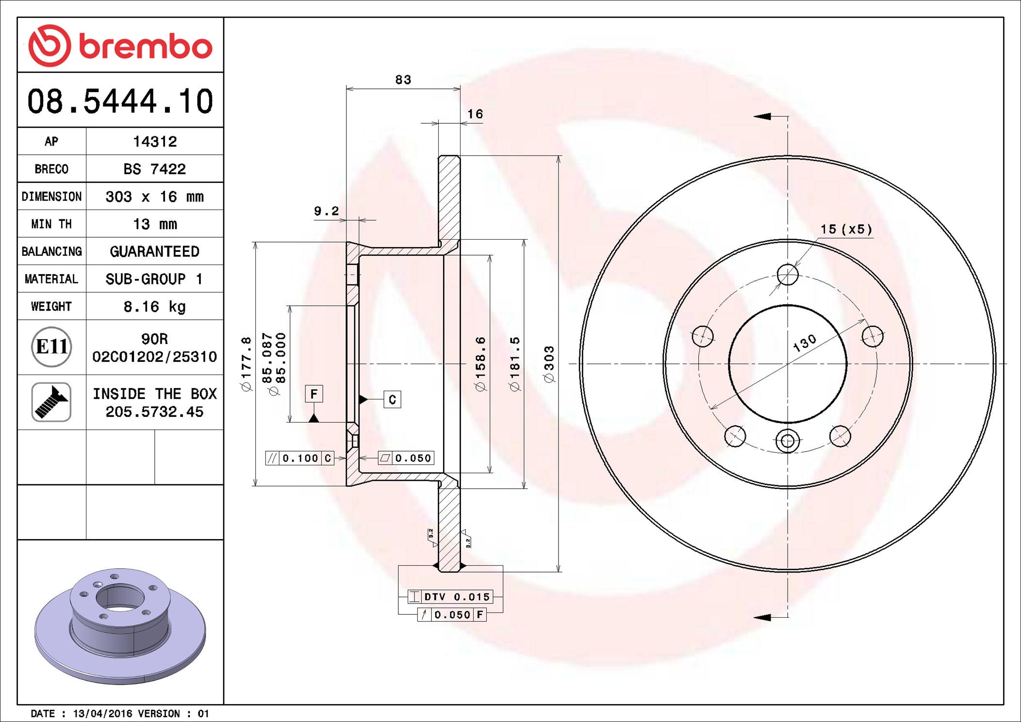 Discofreno - 08.5444.10 BREMBO