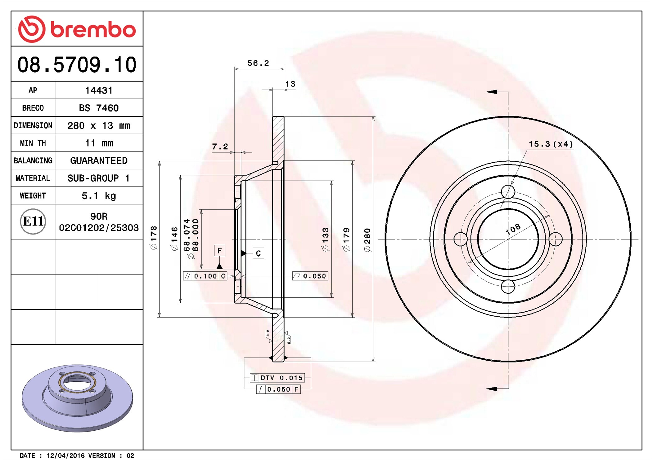stabdžių diskas - 08.5709.10 BREMBO