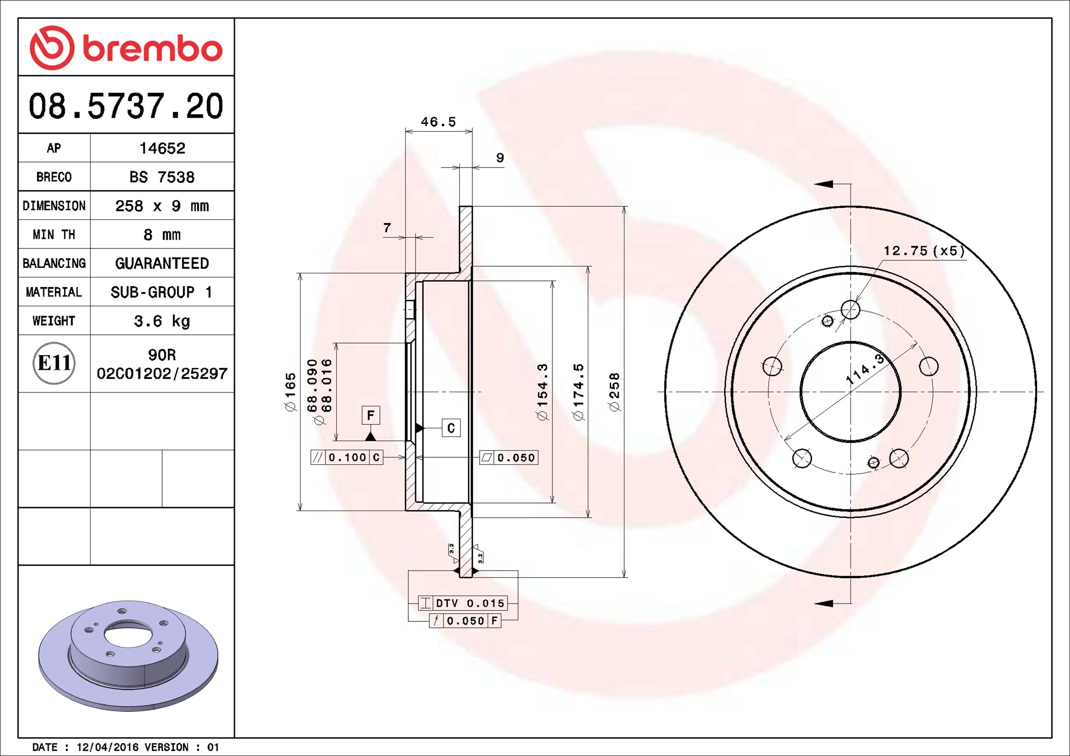 Bremsscheibe - 08.5737.20 BREMBO