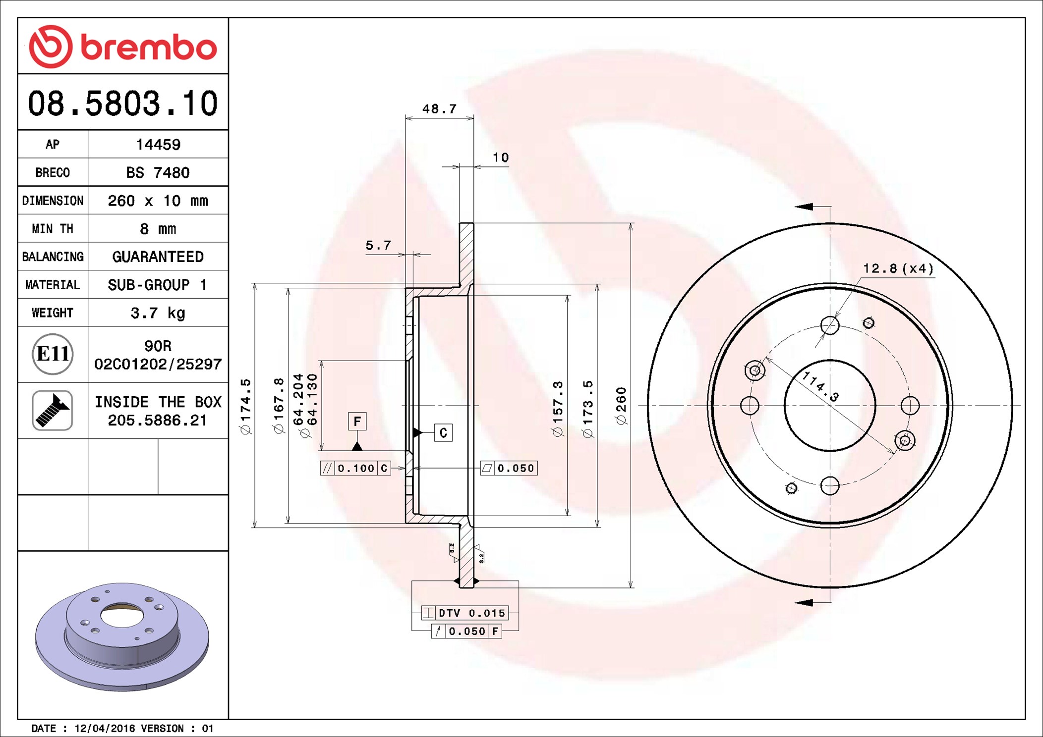 Brake Disc - 08.5803.10 BREMBO