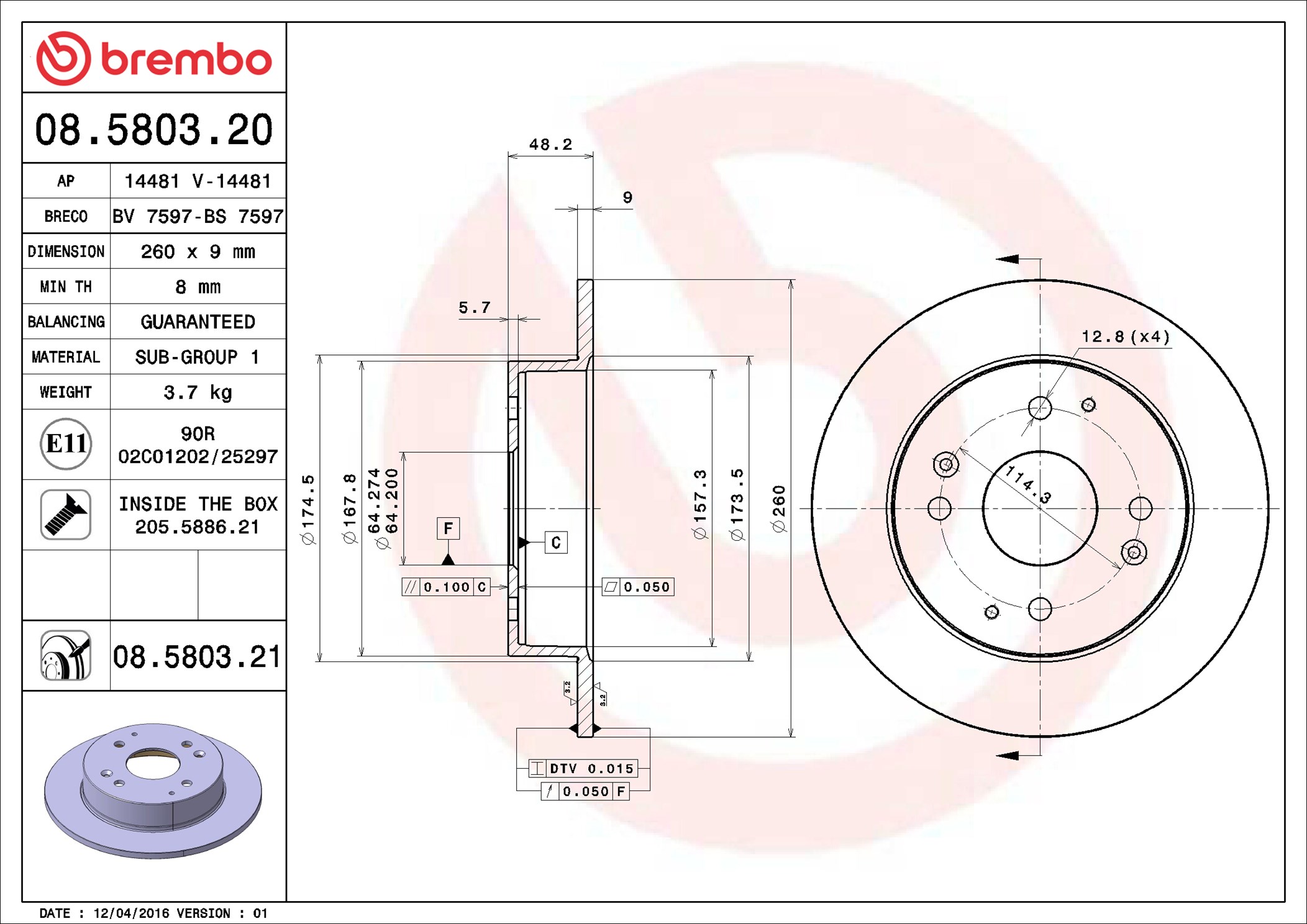 Discofreno - 08.5803.21 BREMBO
