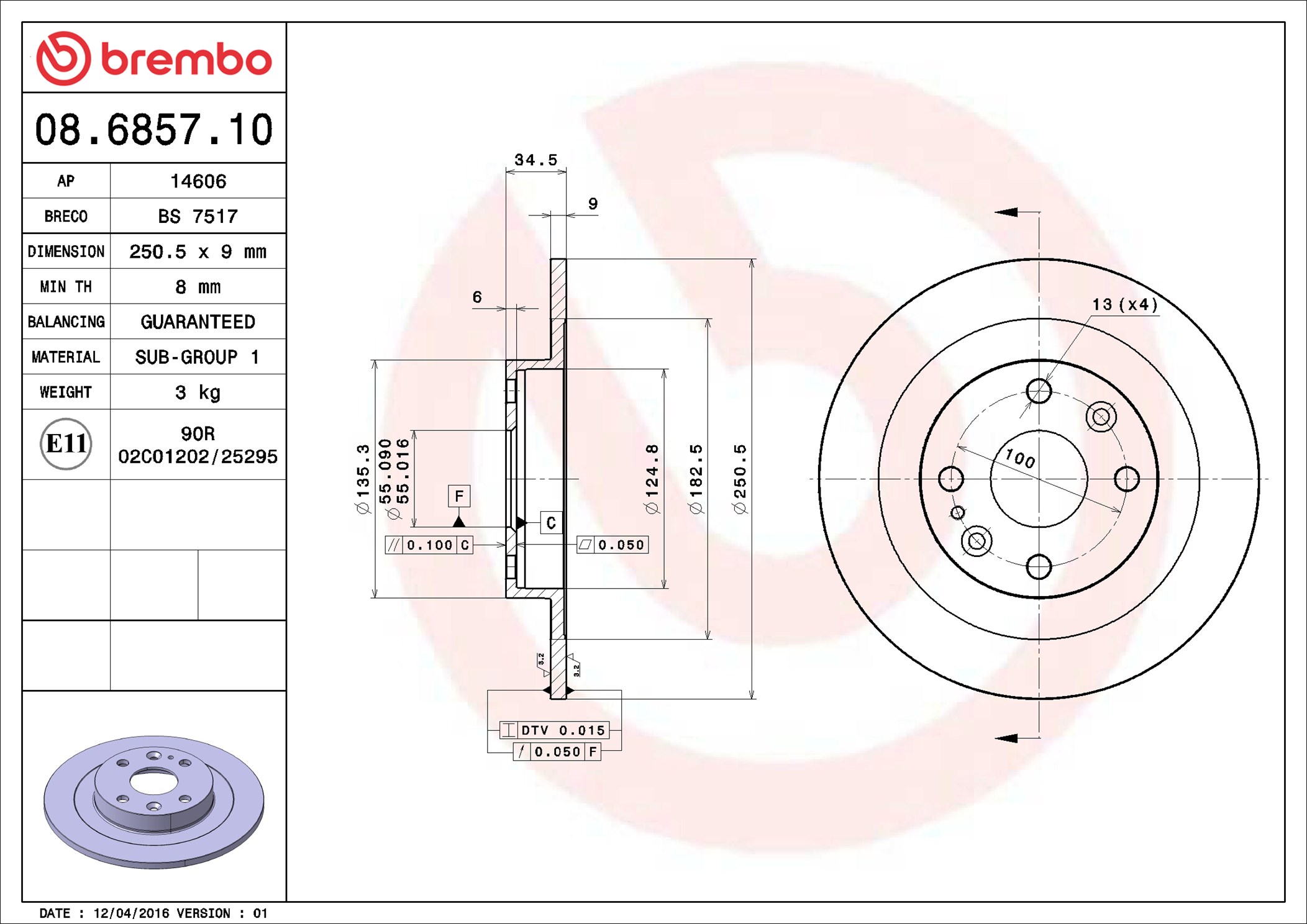Bremsscheibe - 08.6857.10 BREMBO