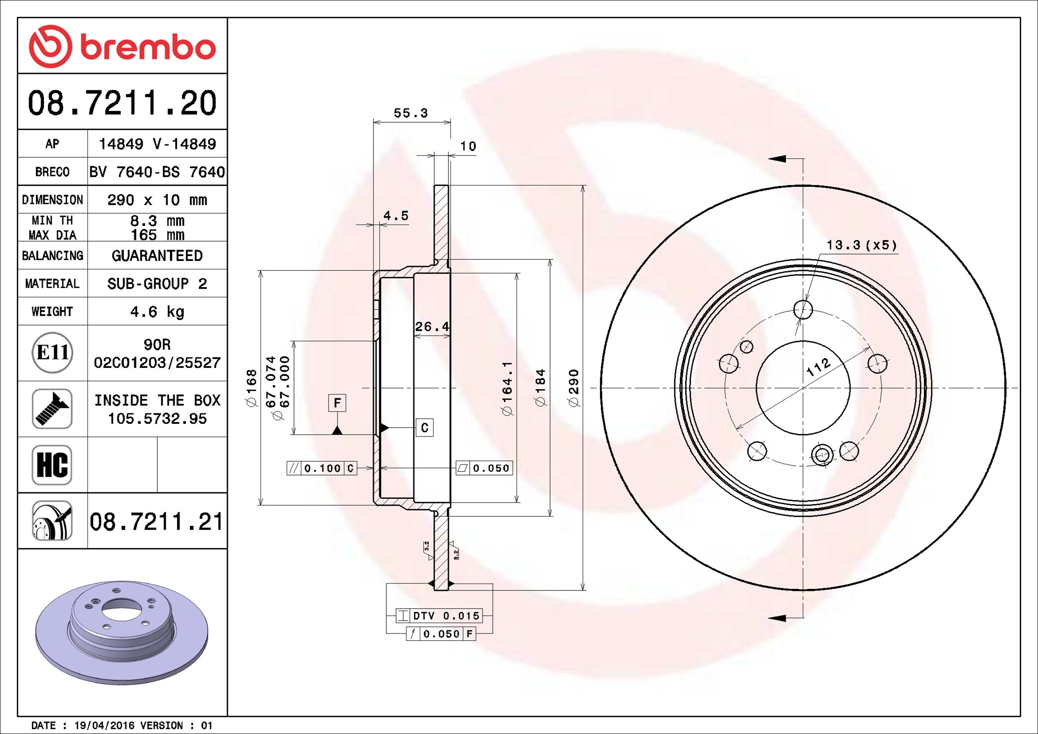 Discofreno - 08.7211.21 BREMBO