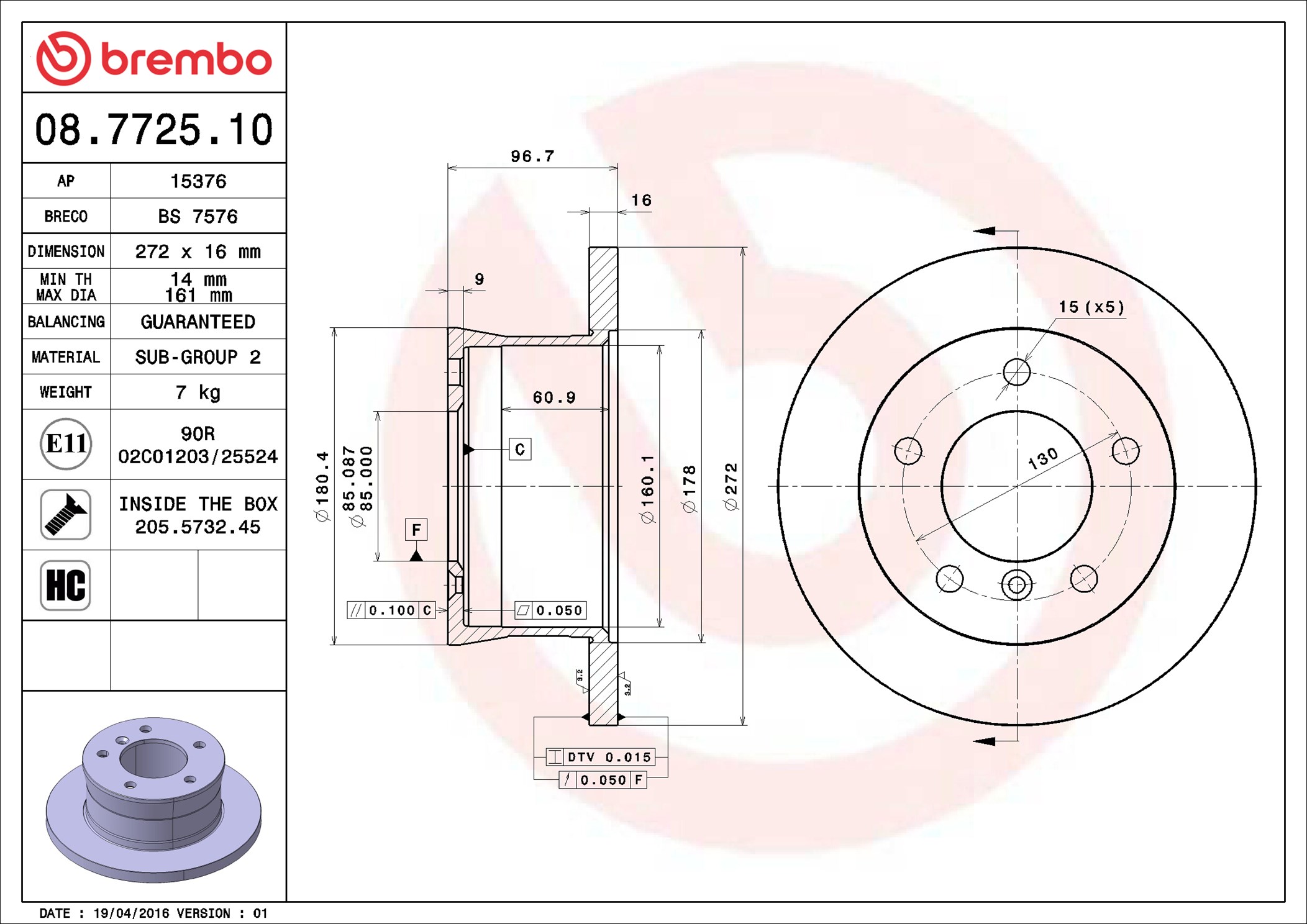 Brake Disc - 08.7725.10 BREMBO