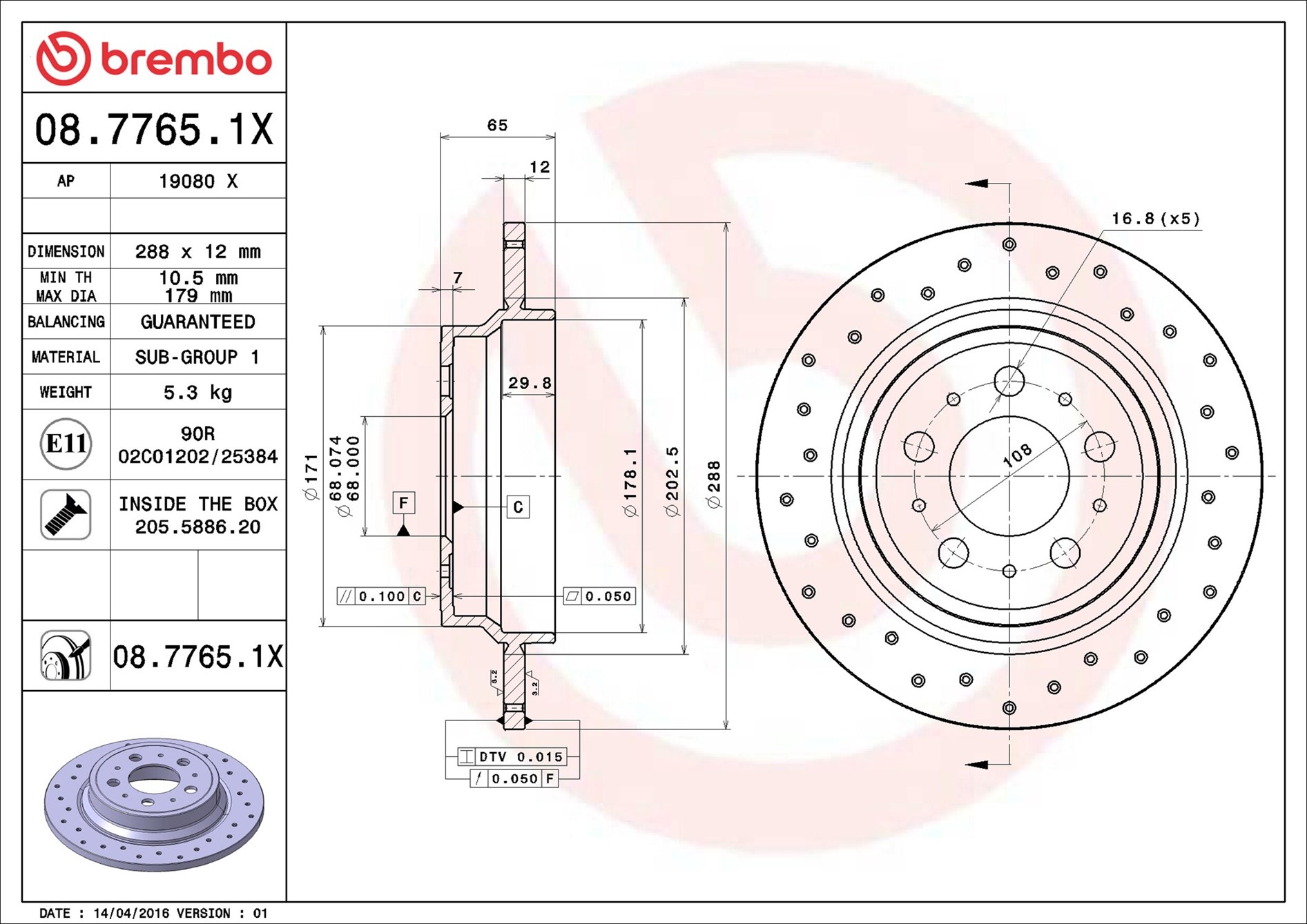 Brake Disc - 08.7765.1X BREMBO