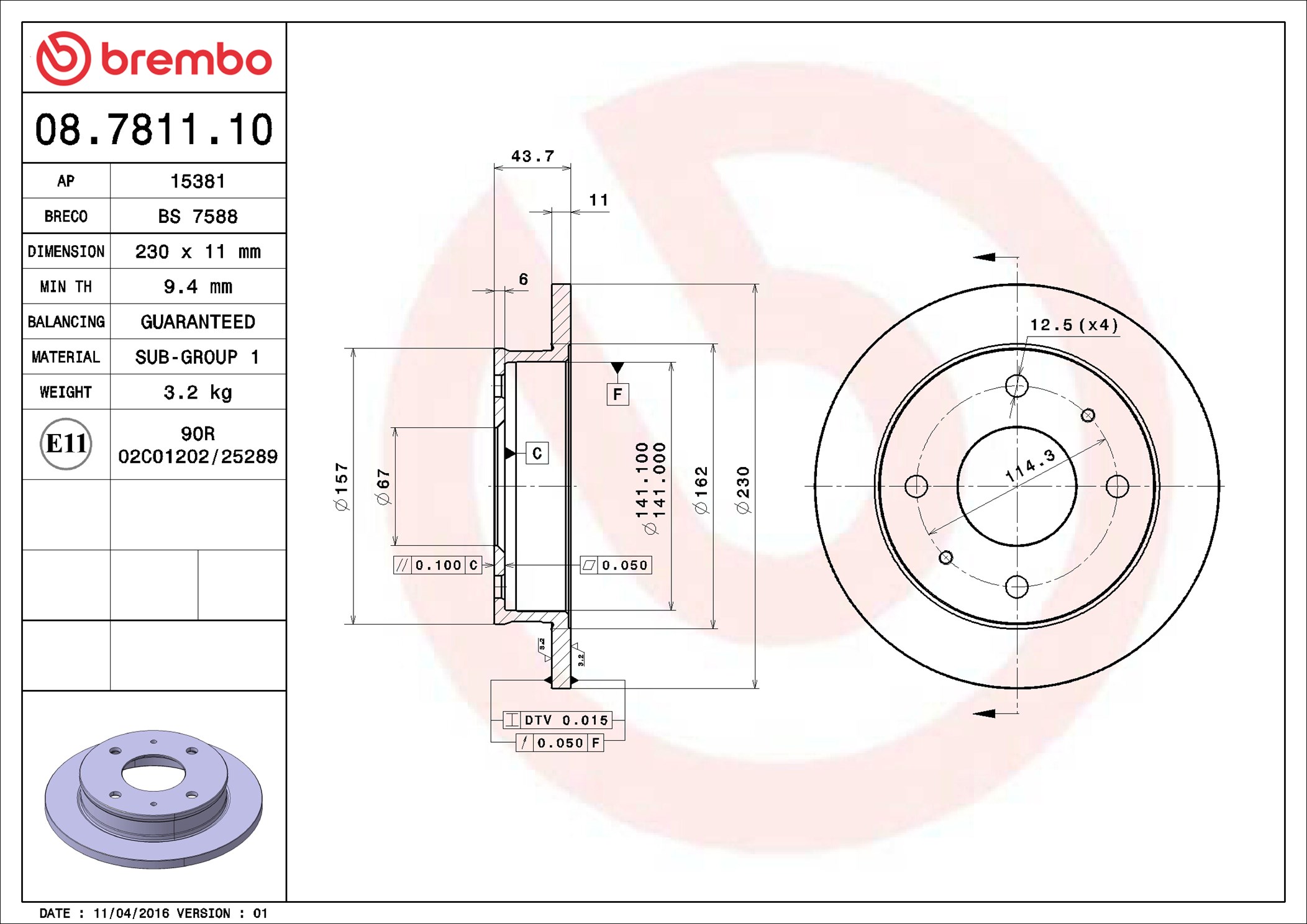 Discofreno - 08.7811.10 BREMBO