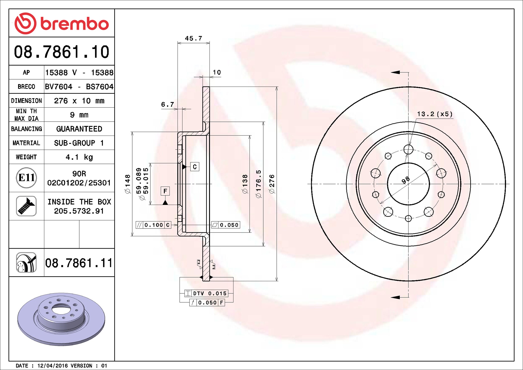 Brake Disc - 08.7861.11 BREMBO