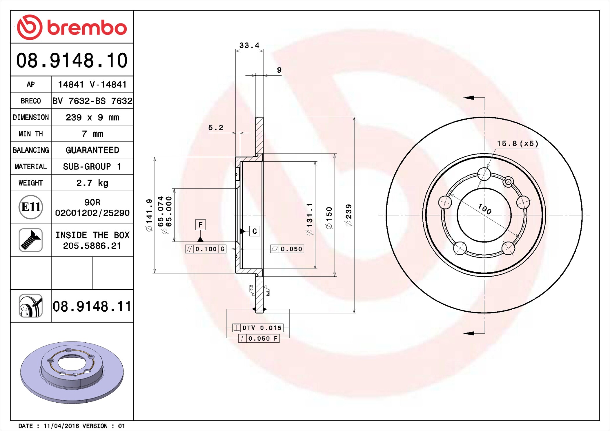 Discofreno - 08.9148.11 BREMBO