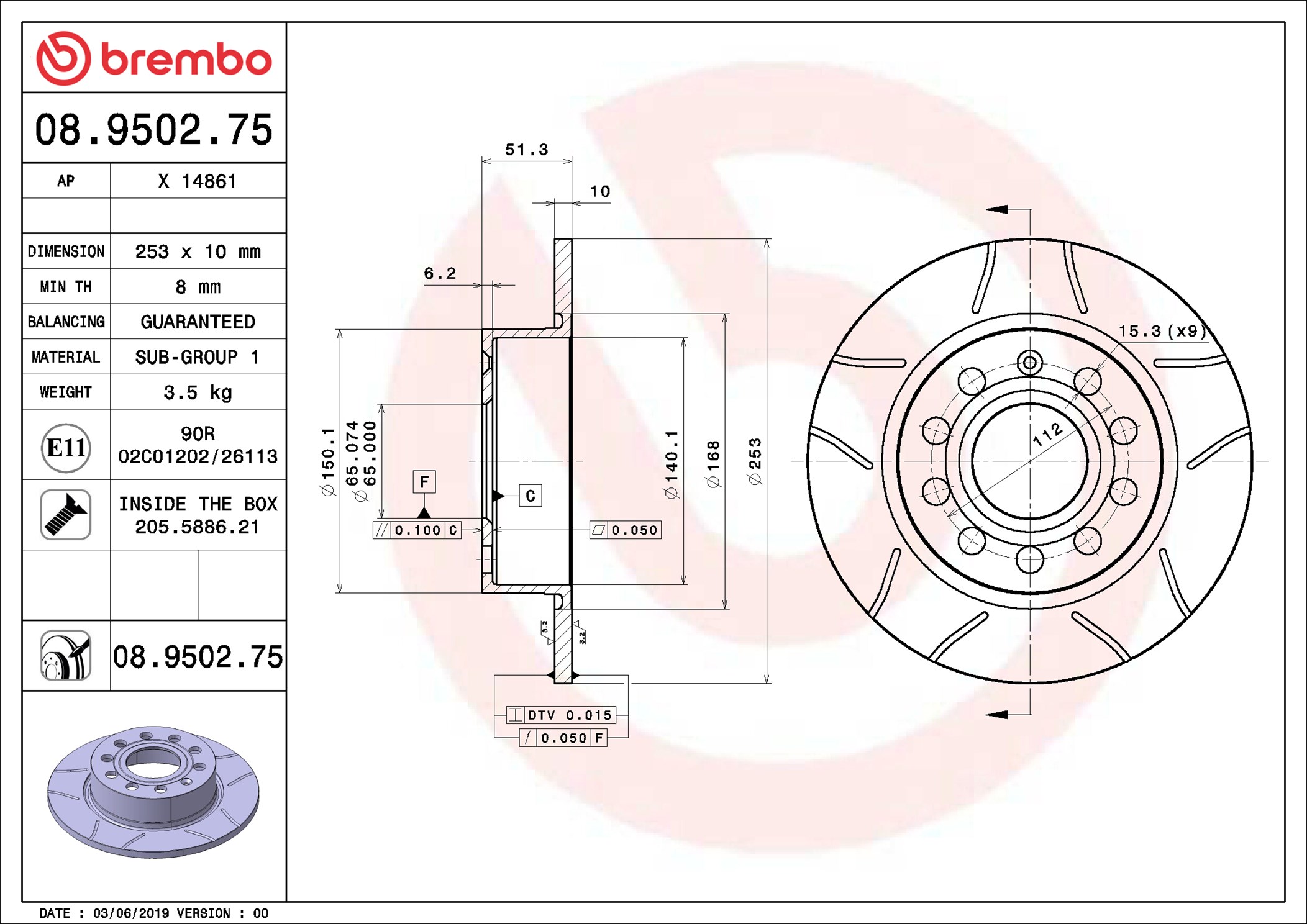 Discofreno - 08.9502.75 BREMBO