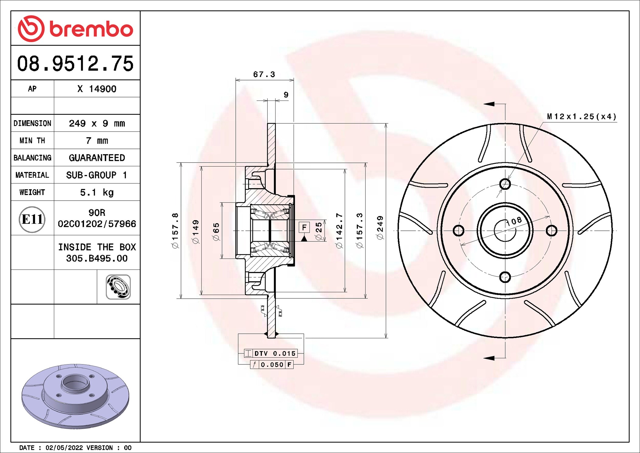 Brake Disc - 08.9512.75 BREMBO