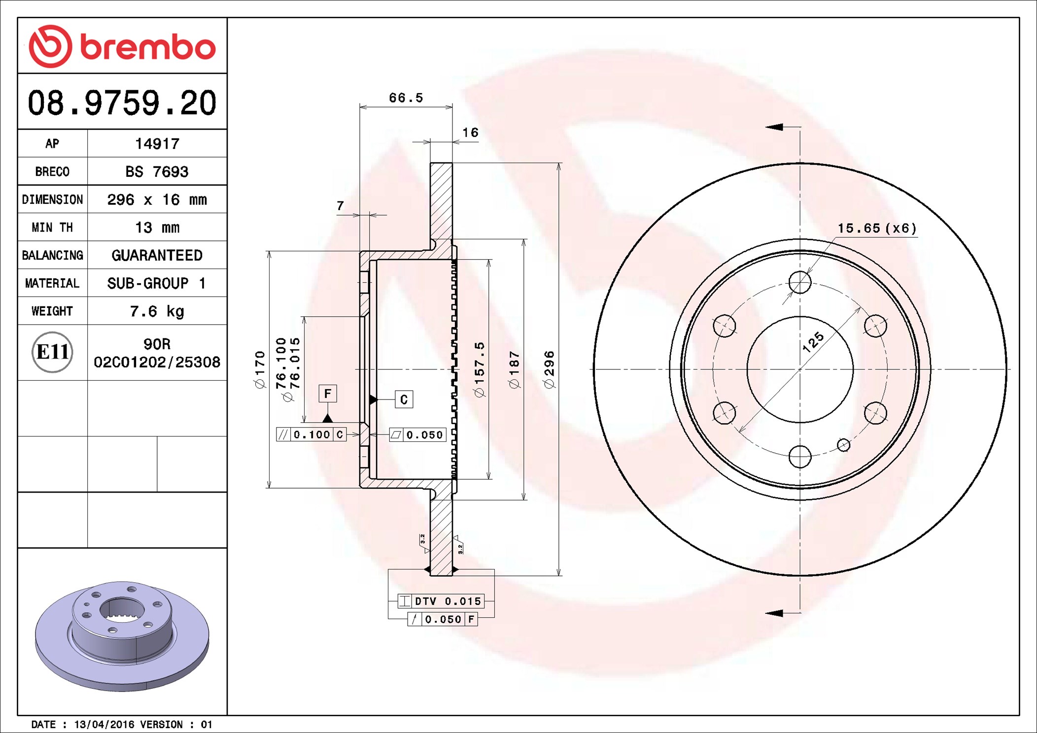 Discofreno - 08.9759.20 BREMBO