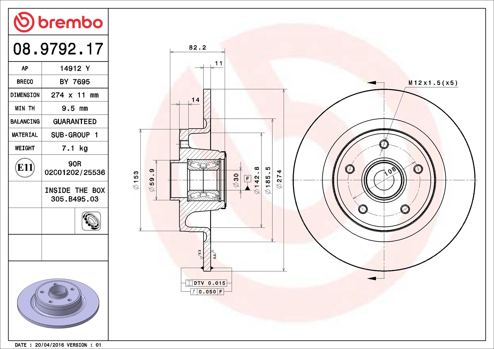 Brake Disc - 08.9792.17 BREMBO