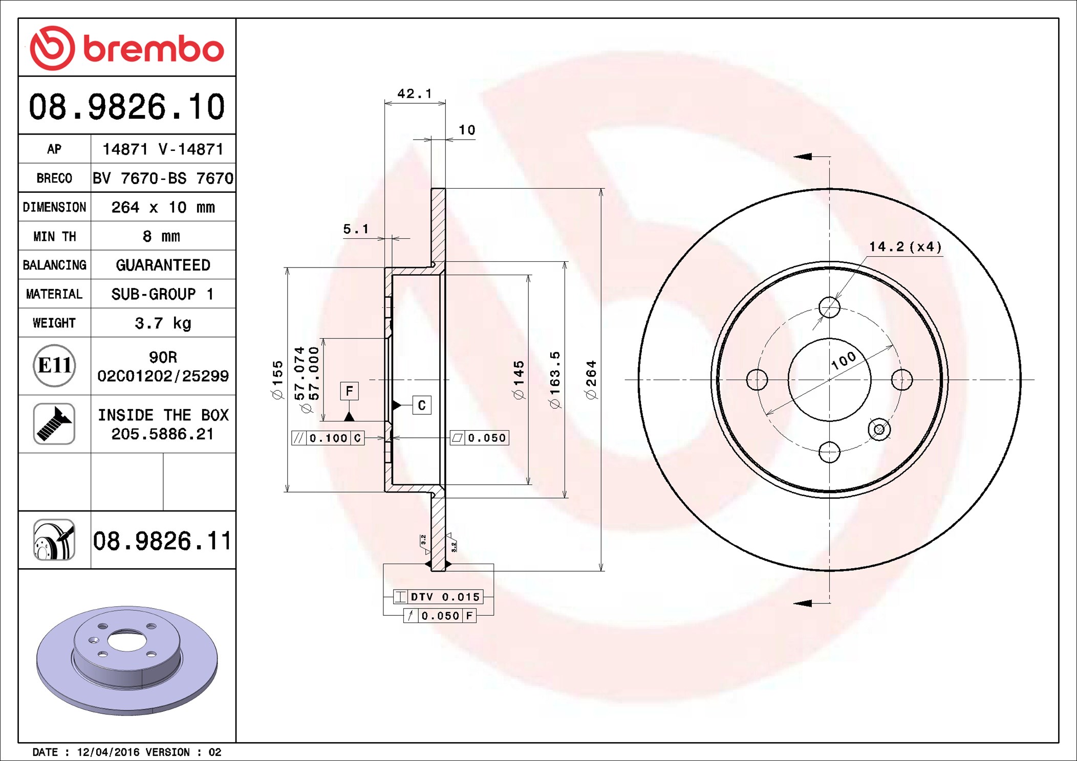 Discofreno - 08.9826.11 BREMBO
