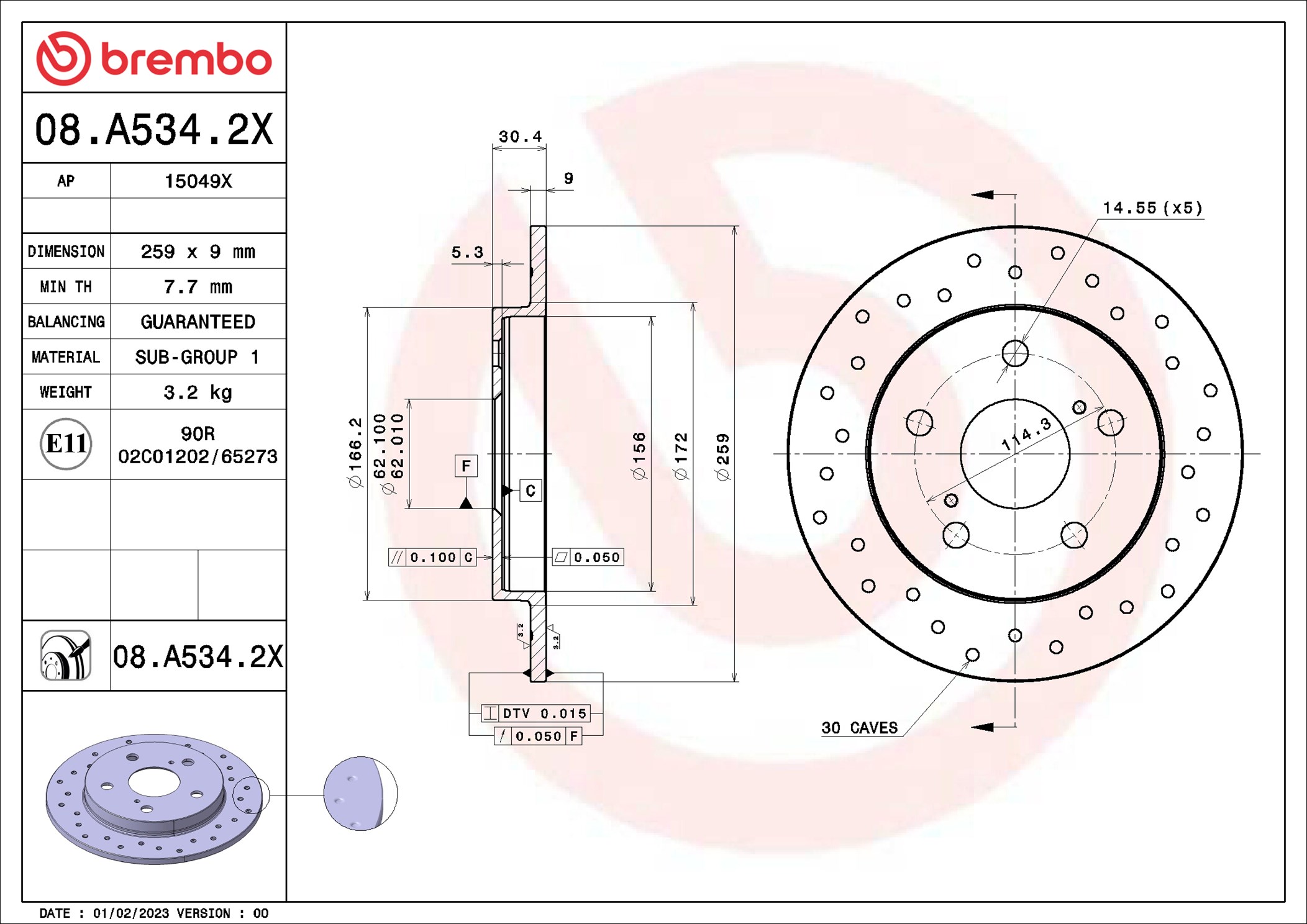 Brake Disc - 08.A534.2X BREMBO