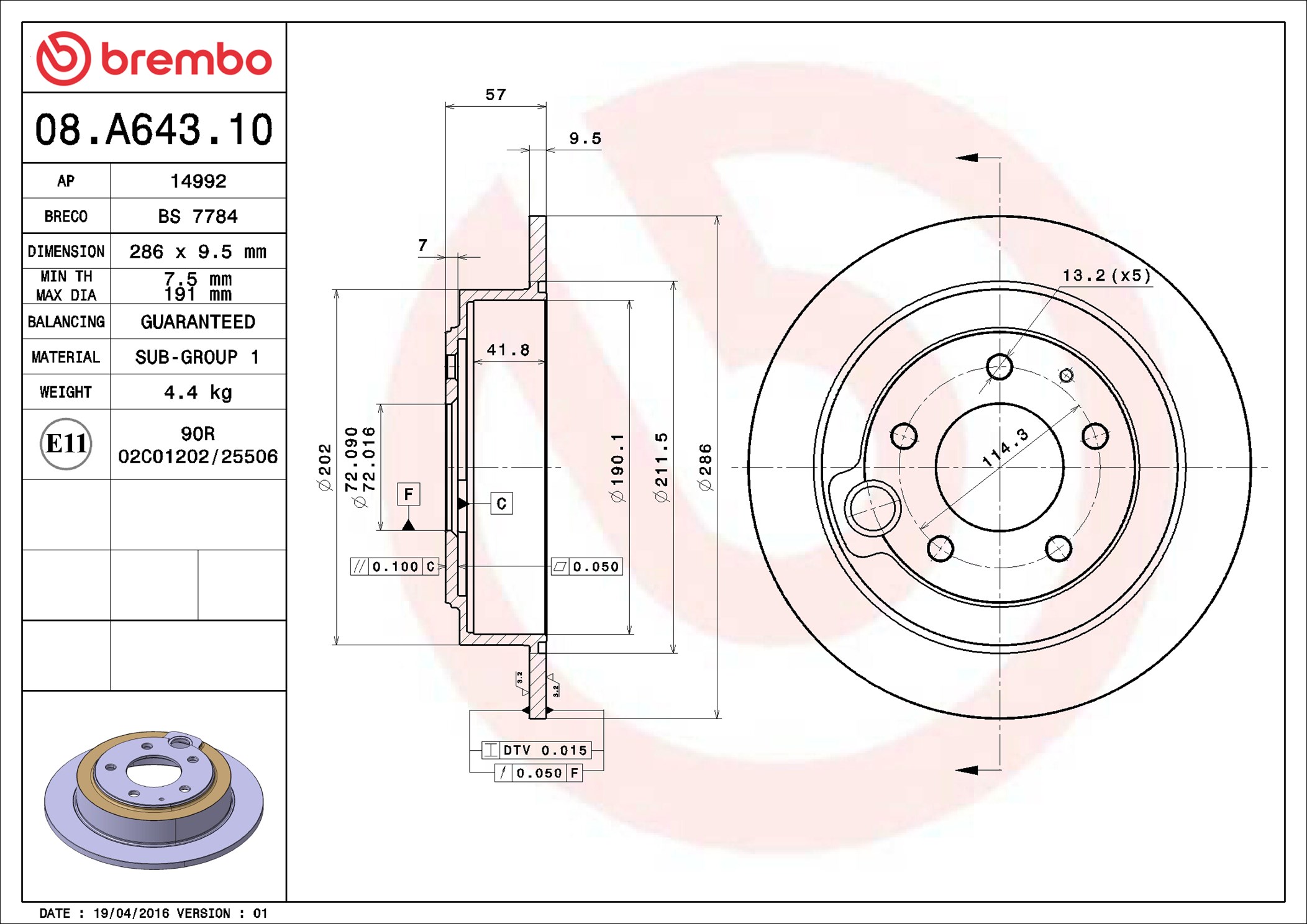 Discofreno - 08.A643.10 BREMBO