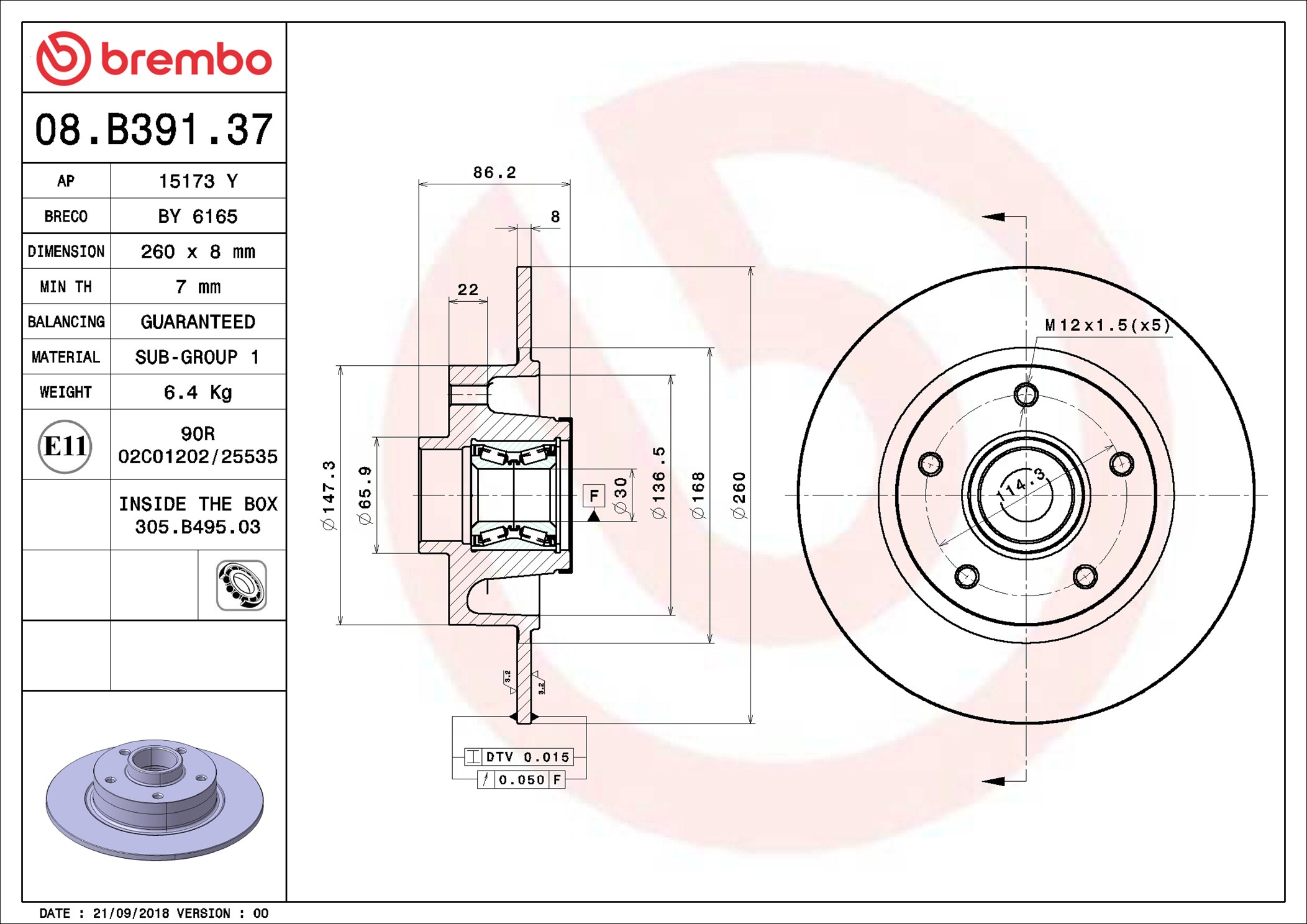 Discofreno - 08.B391.37 BREMBO