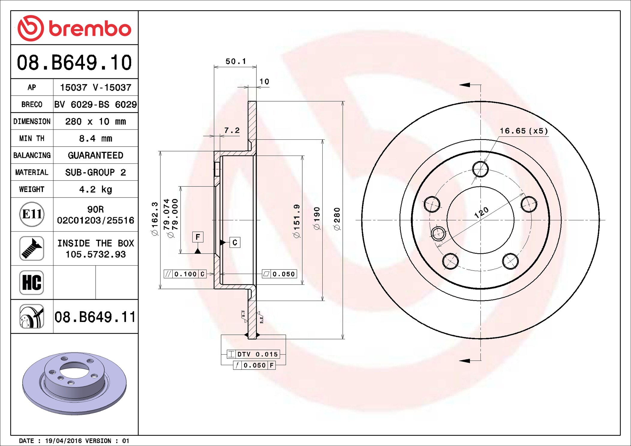 Discofreno - 08.B649.11 BREMBO