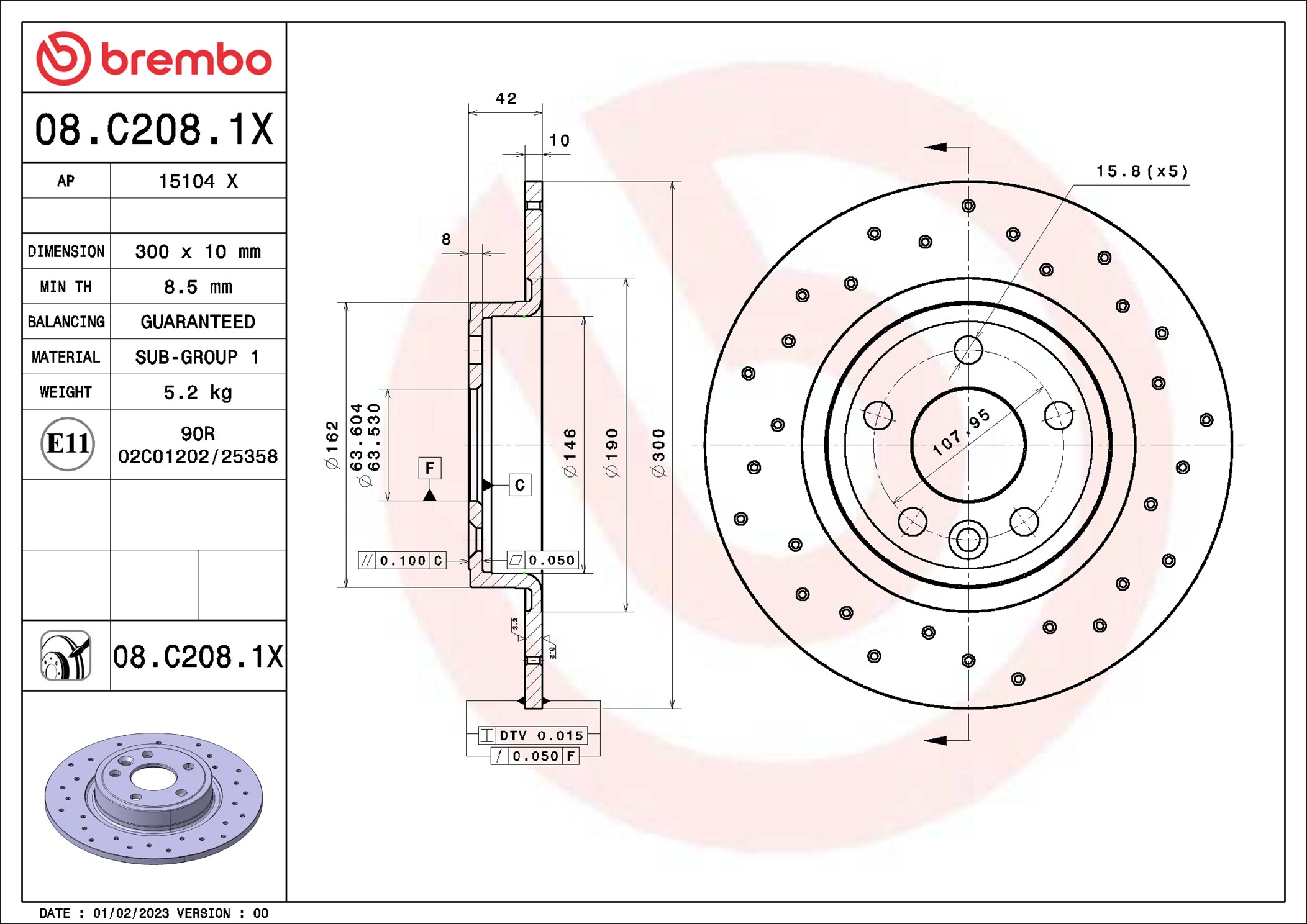 Discofreno - 08.C208.1X BREMBO