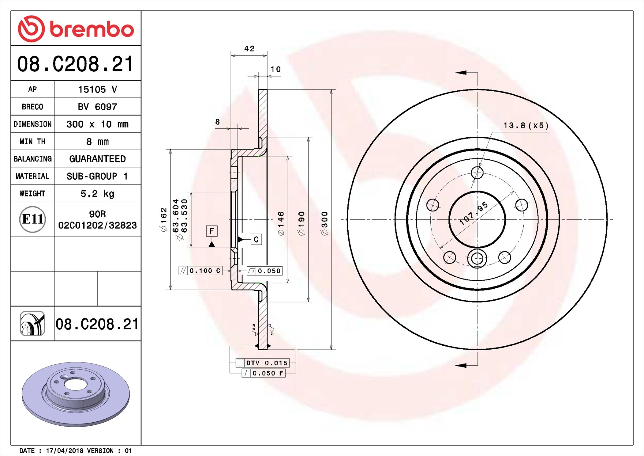 Discofreno - 08.C208.21 BREMBO