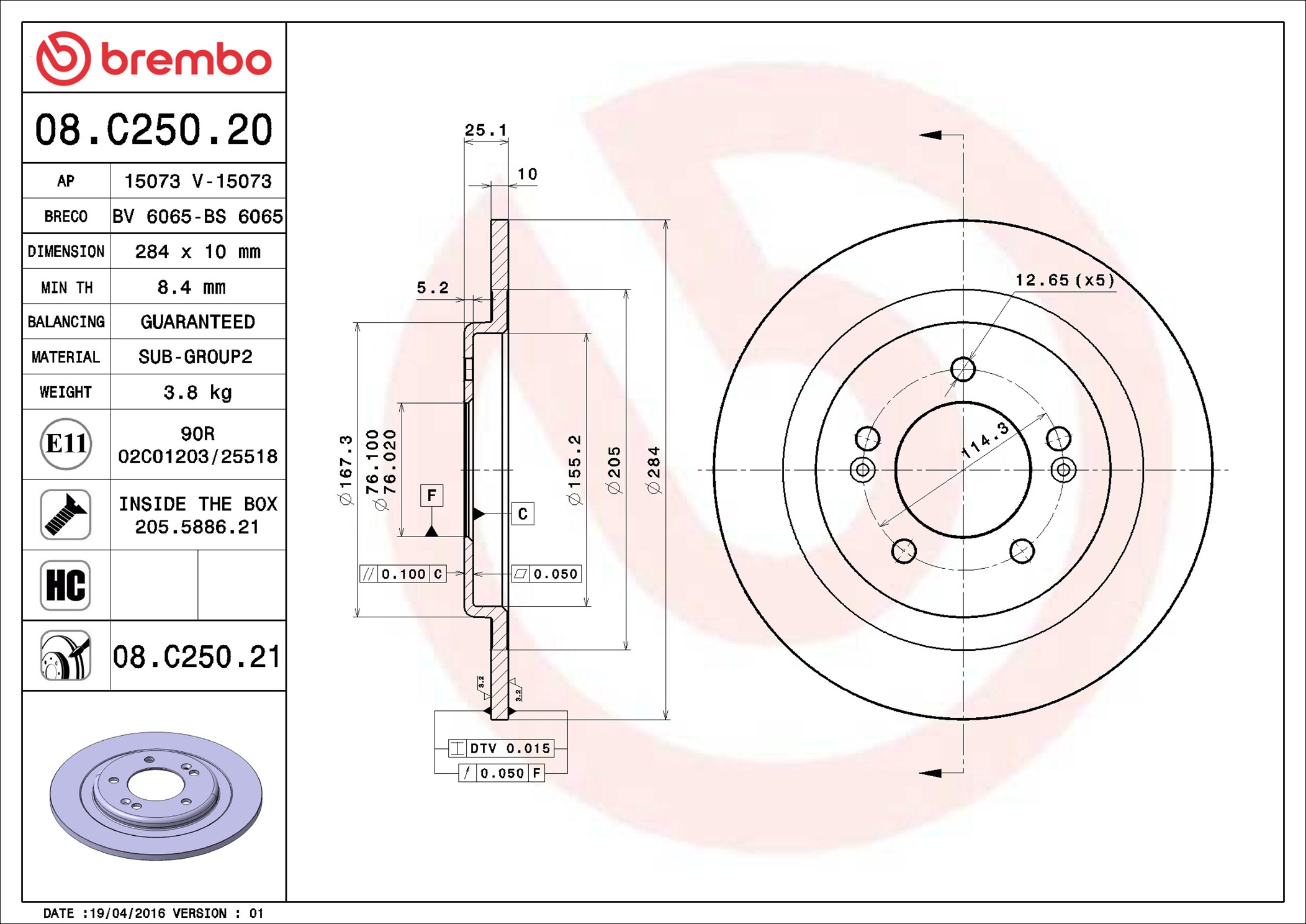 Discofreno - 08.C250.21 BREMBO