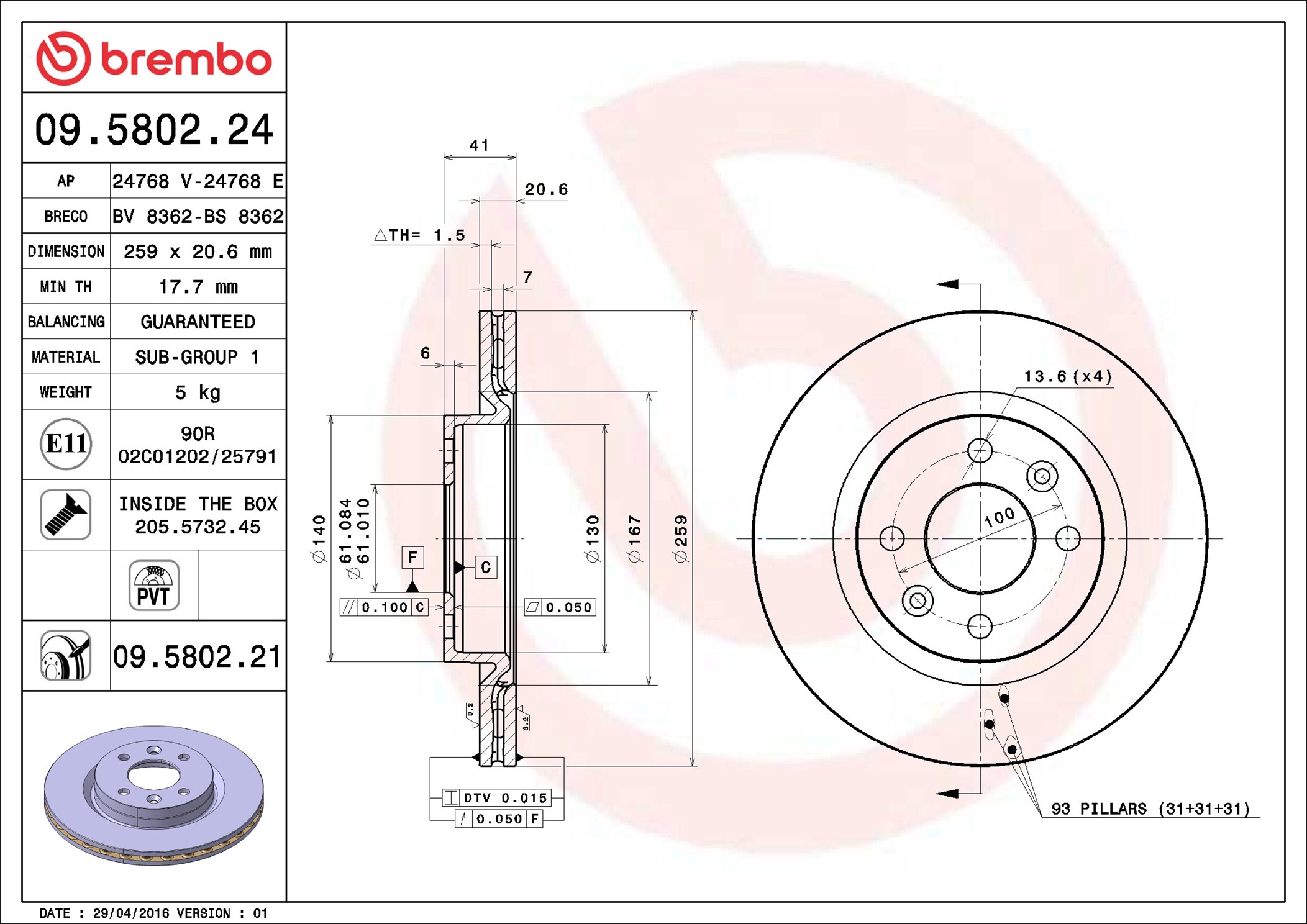 Discofreno - 09.5802.21 BREMBO