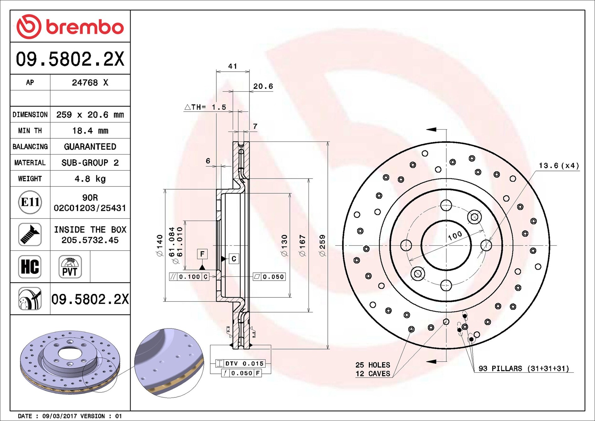 Discofreno - 09.5802.2X BREMBO