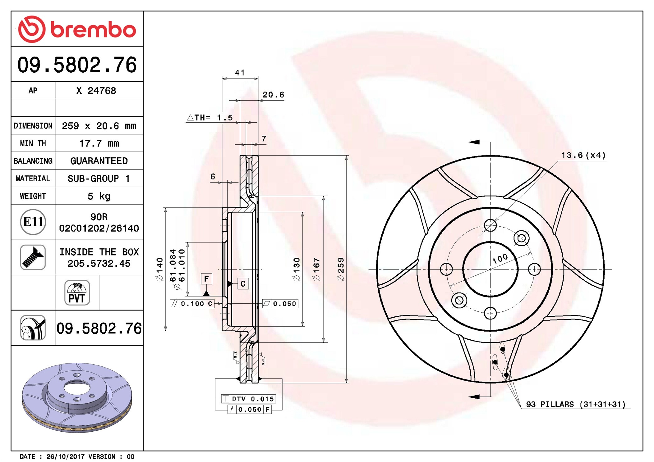 Discofreno - 09.5802.76 BREMBO