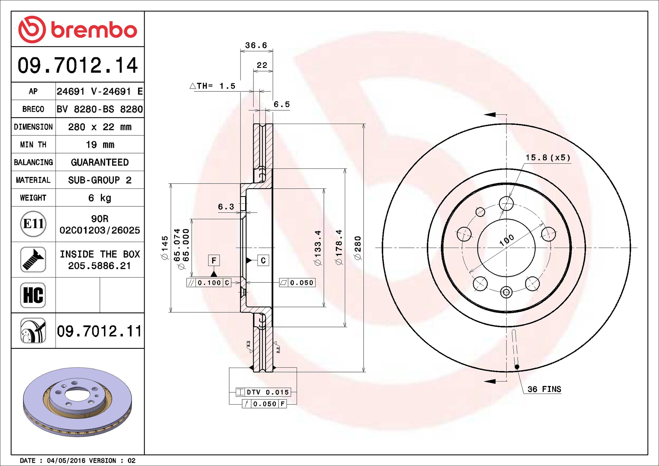 Discofreno - 09.7012.11 BREMBO