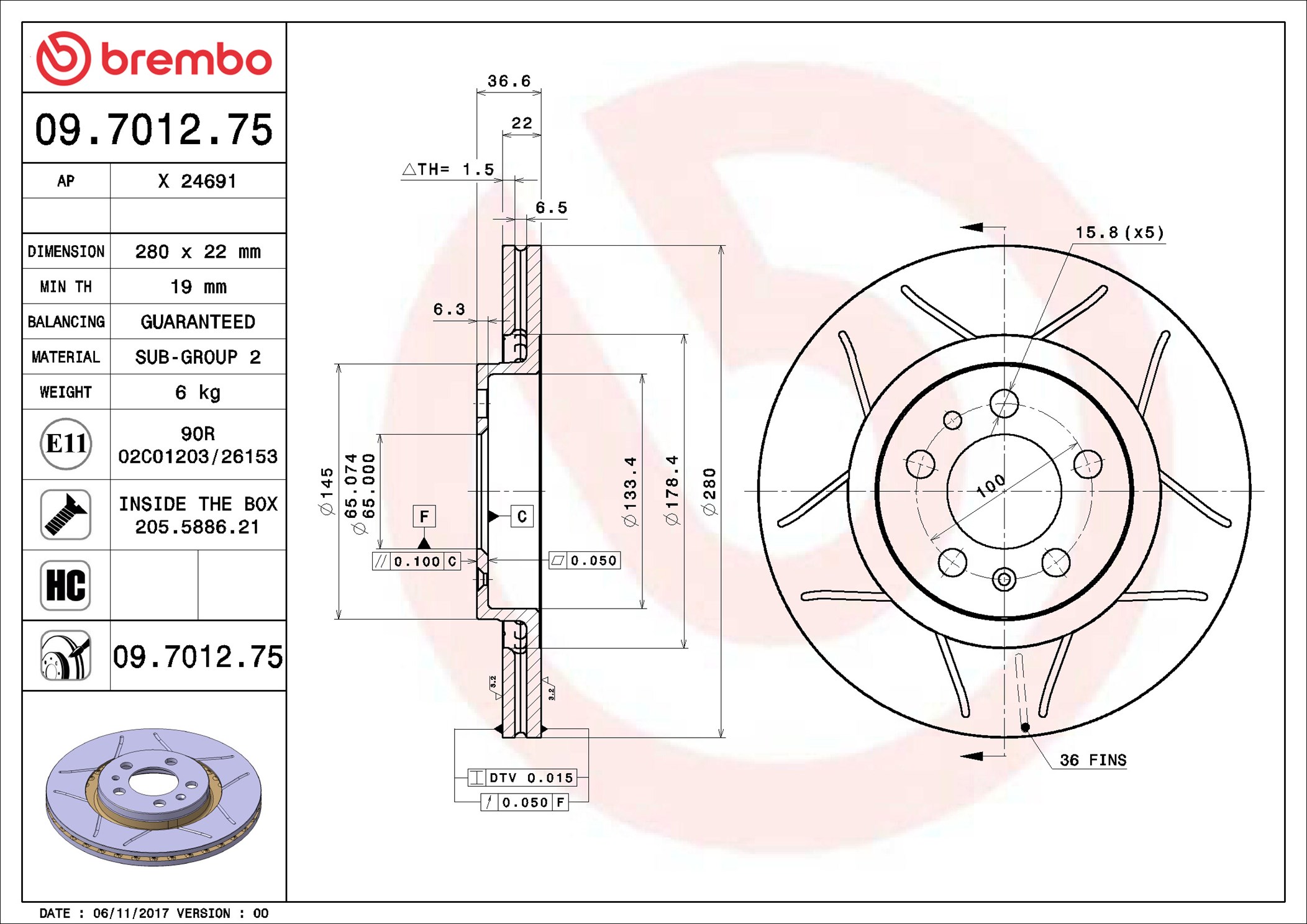 Discofreno - 09.7012.75 BREMBO