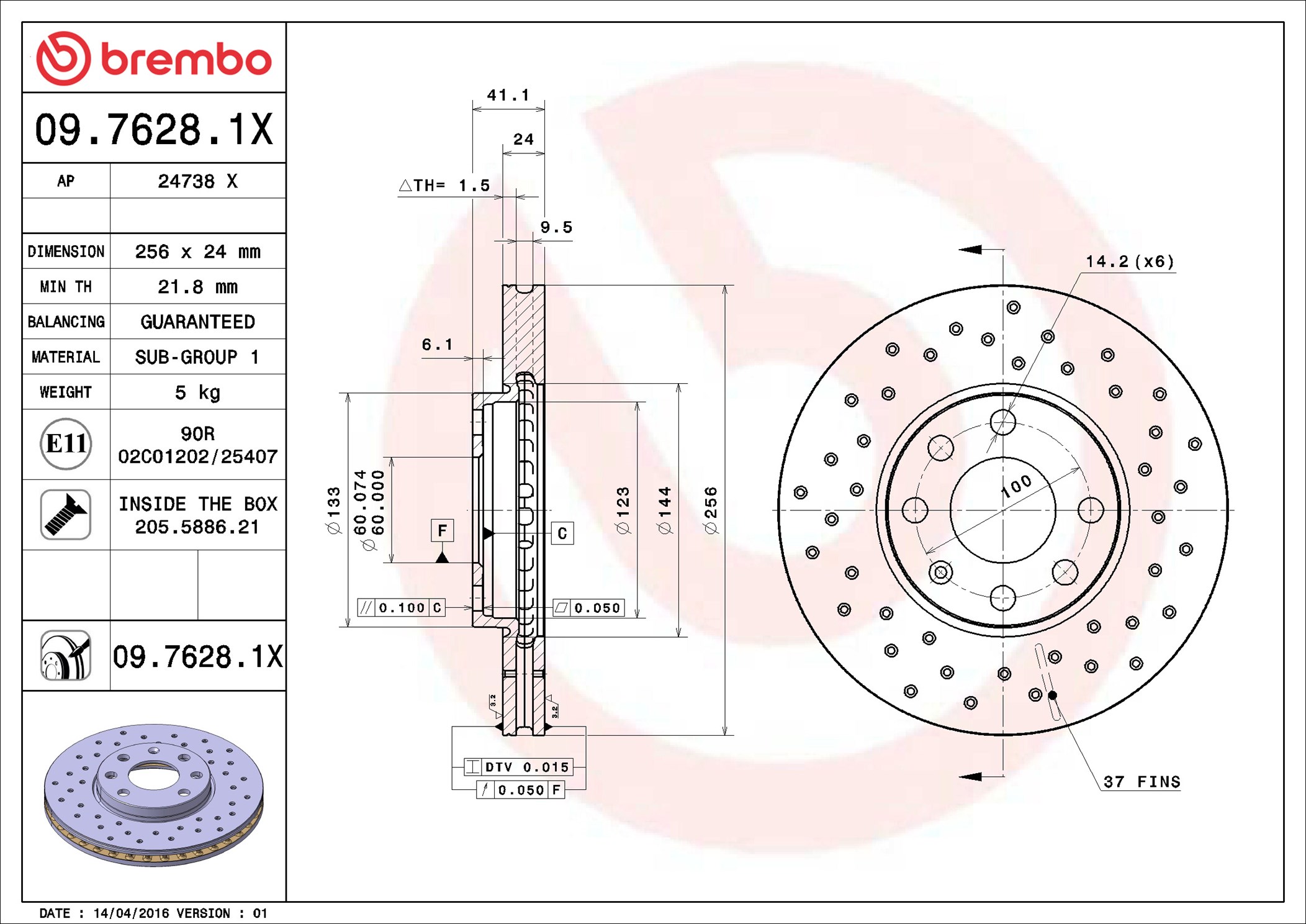 Discofreno - 09.7628.1X BREMBO