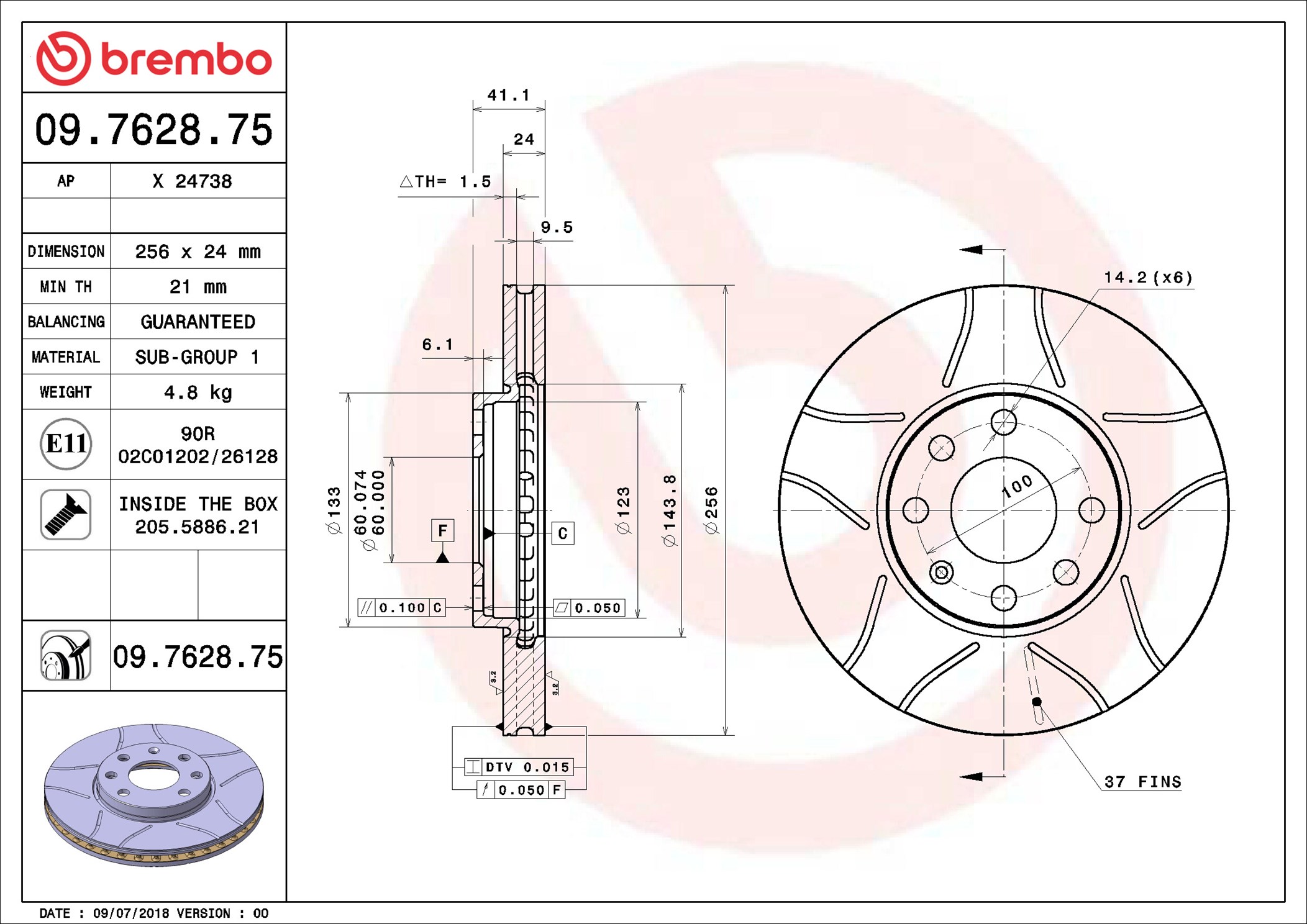 Discofreno - 09.7628.75 BREMBO