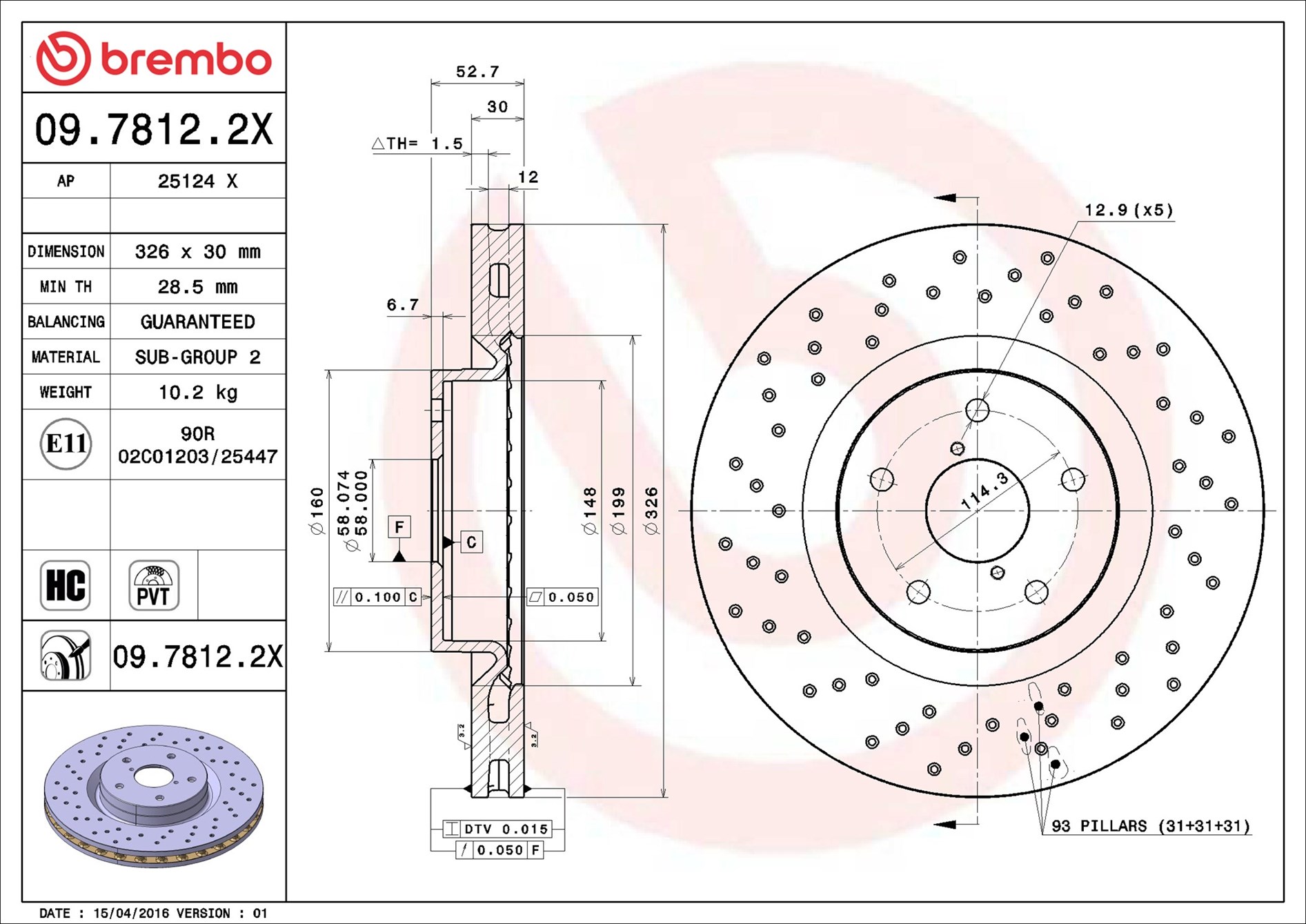 Brake Disc - 09.7812.2X BREMBO